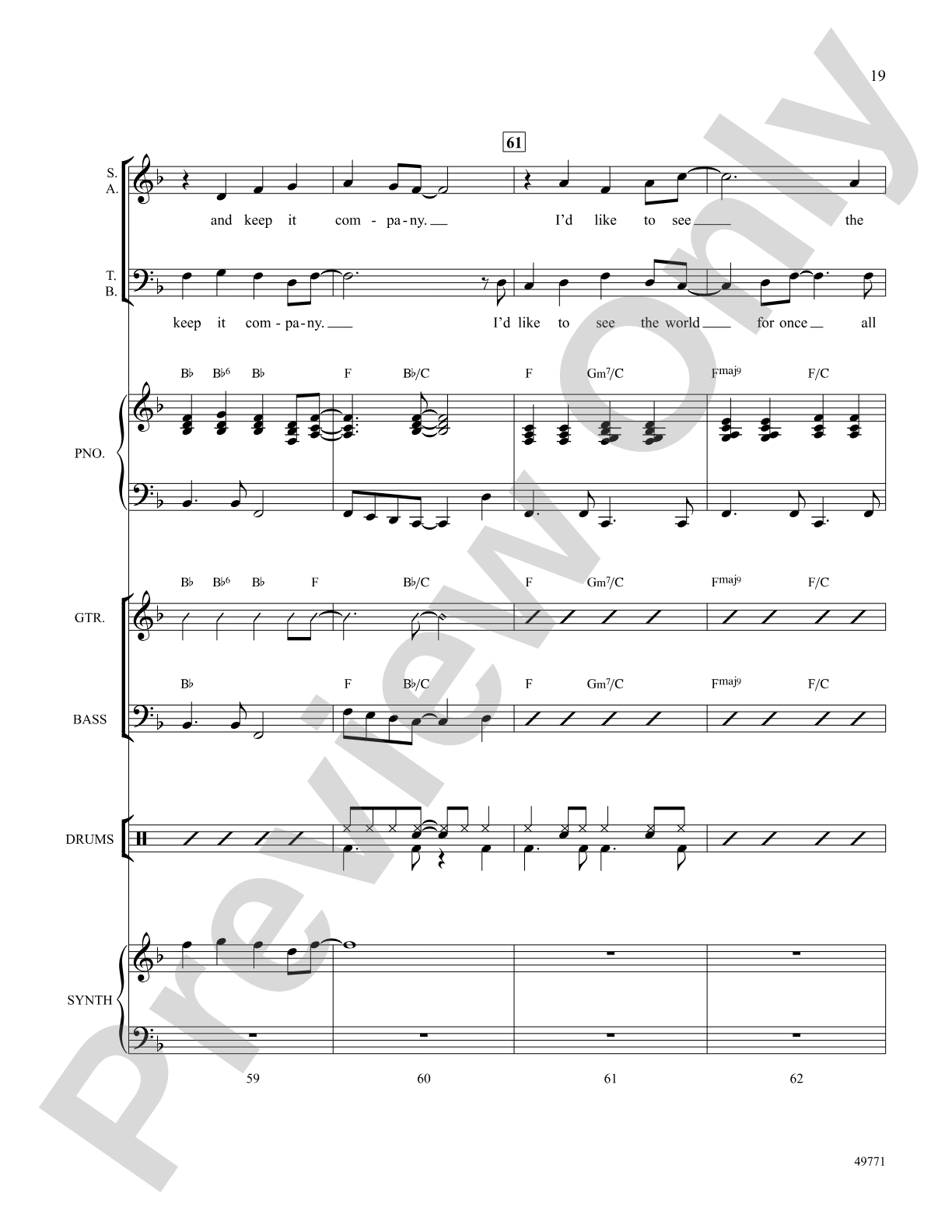 I'd Like to Teach the World to Sing: Score