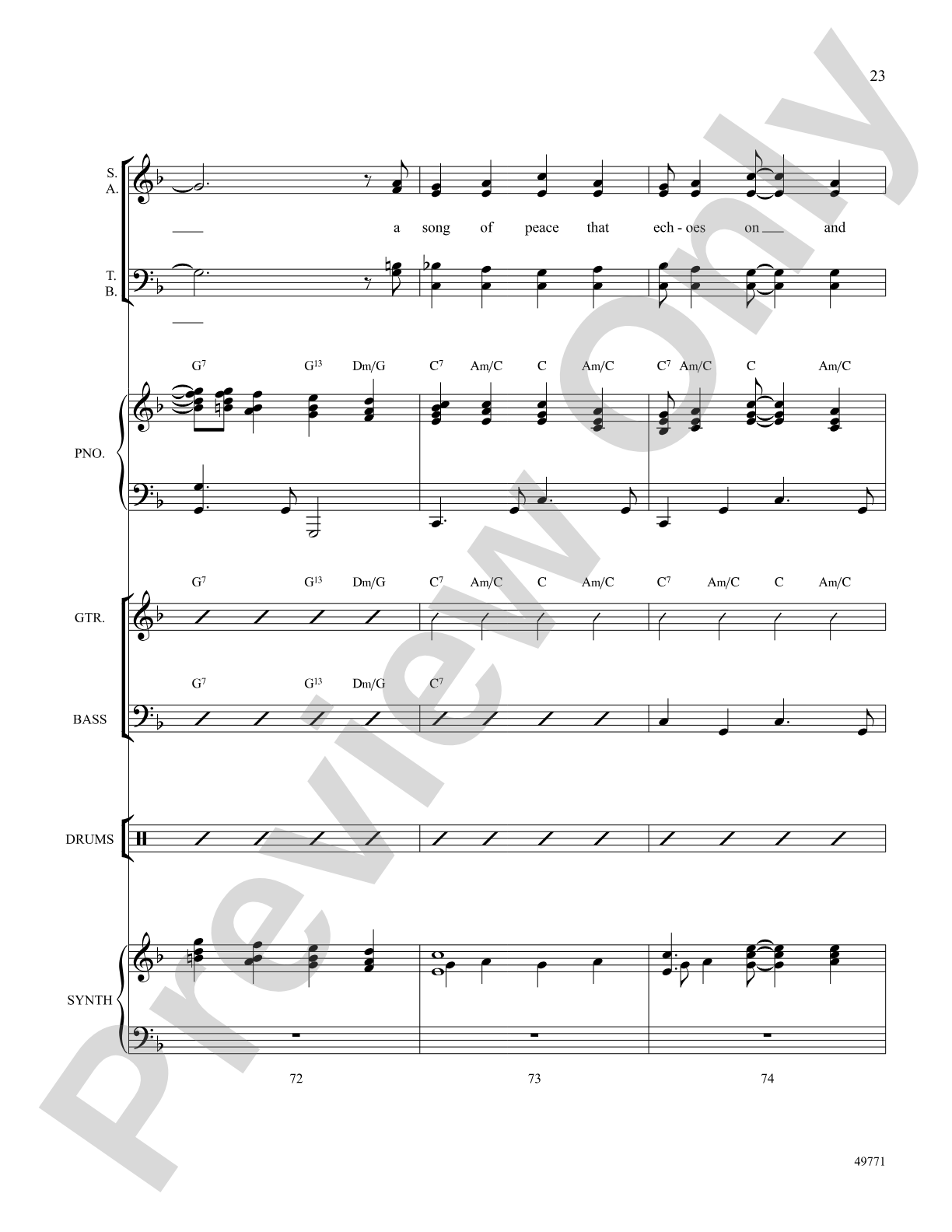 I'd Like to Teach the World to Sing: Score