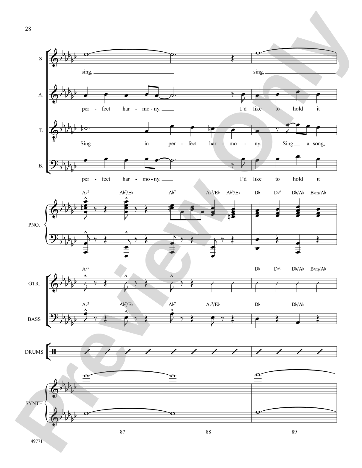 I'd Like to Teach the World to Sing: Score