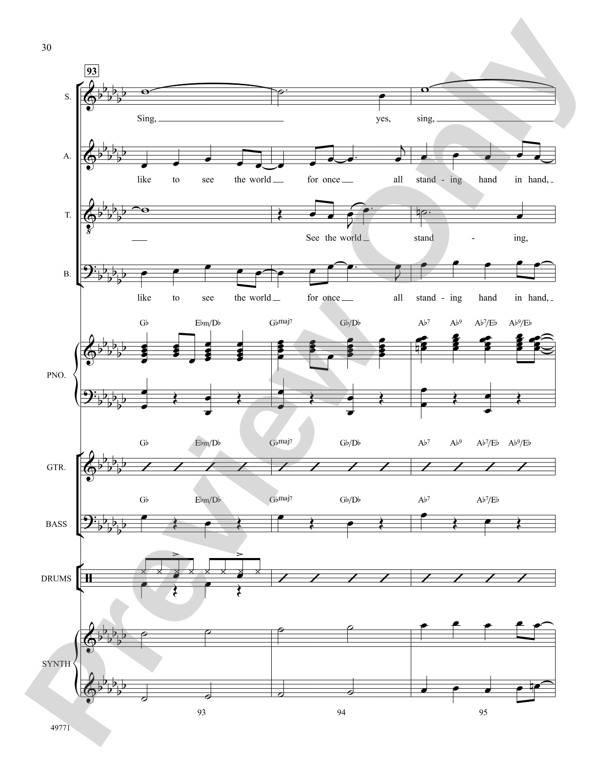 I'd Like to Teach the World to Sing: Score