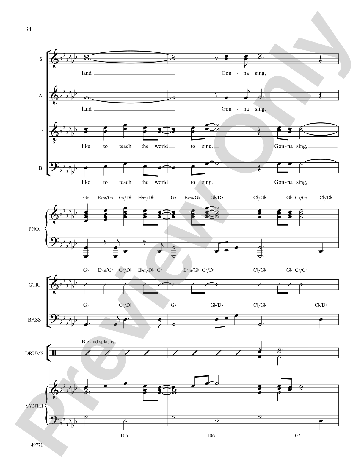 I'd Like to Teach the World to Sing: Score