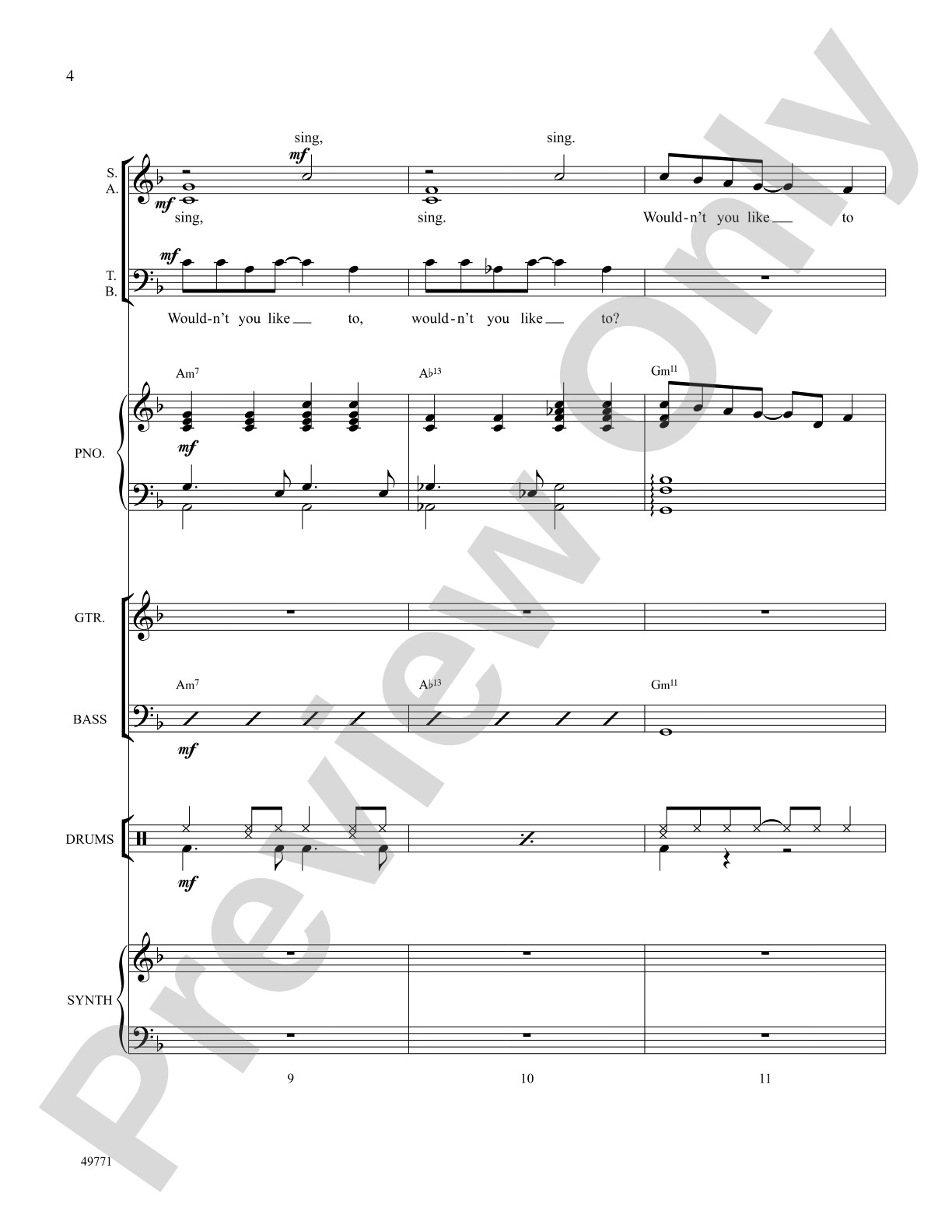 I'd Like to Teach the World to Sing: Score