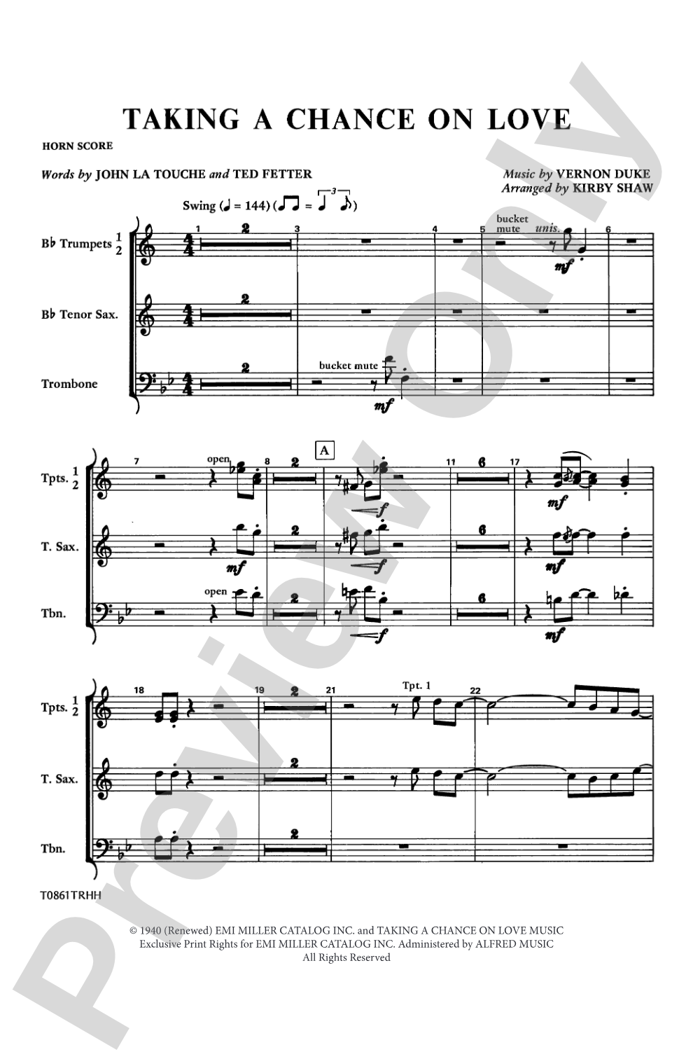 Taking a Chance on Love: Choral Octavo InstruPax