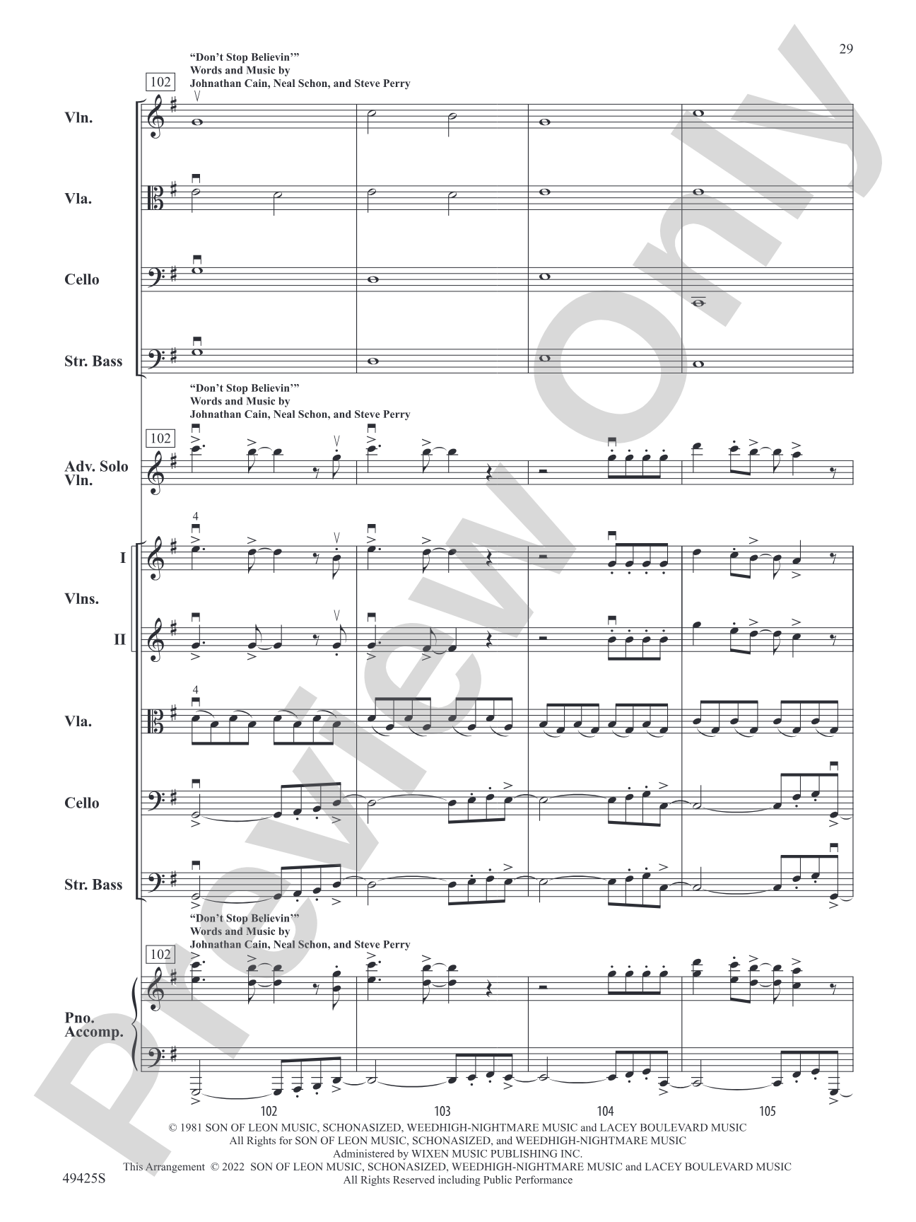 Any Way You Want It / Don't Stop Believin': String Orchestra Conductor Score & Parts