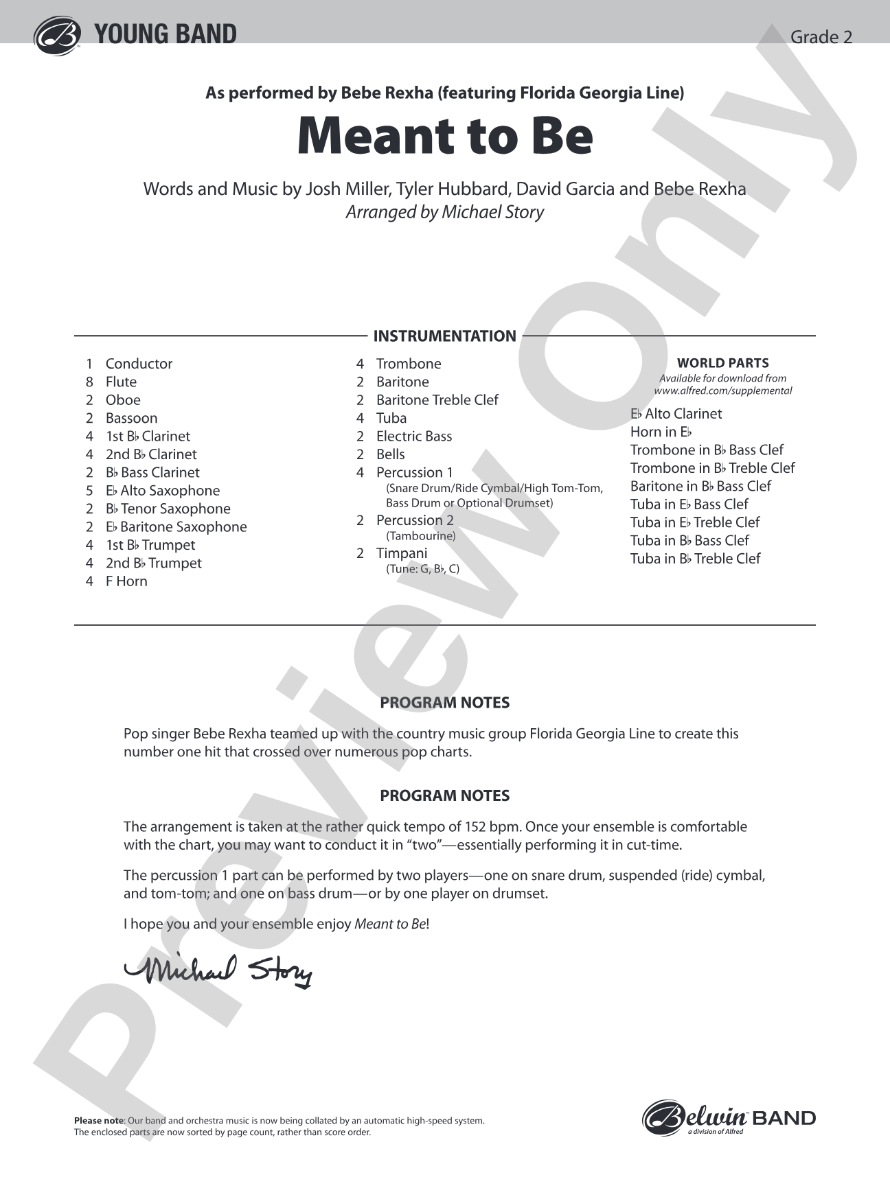 Meant To Be: Concert Band Conductor Score & Parts