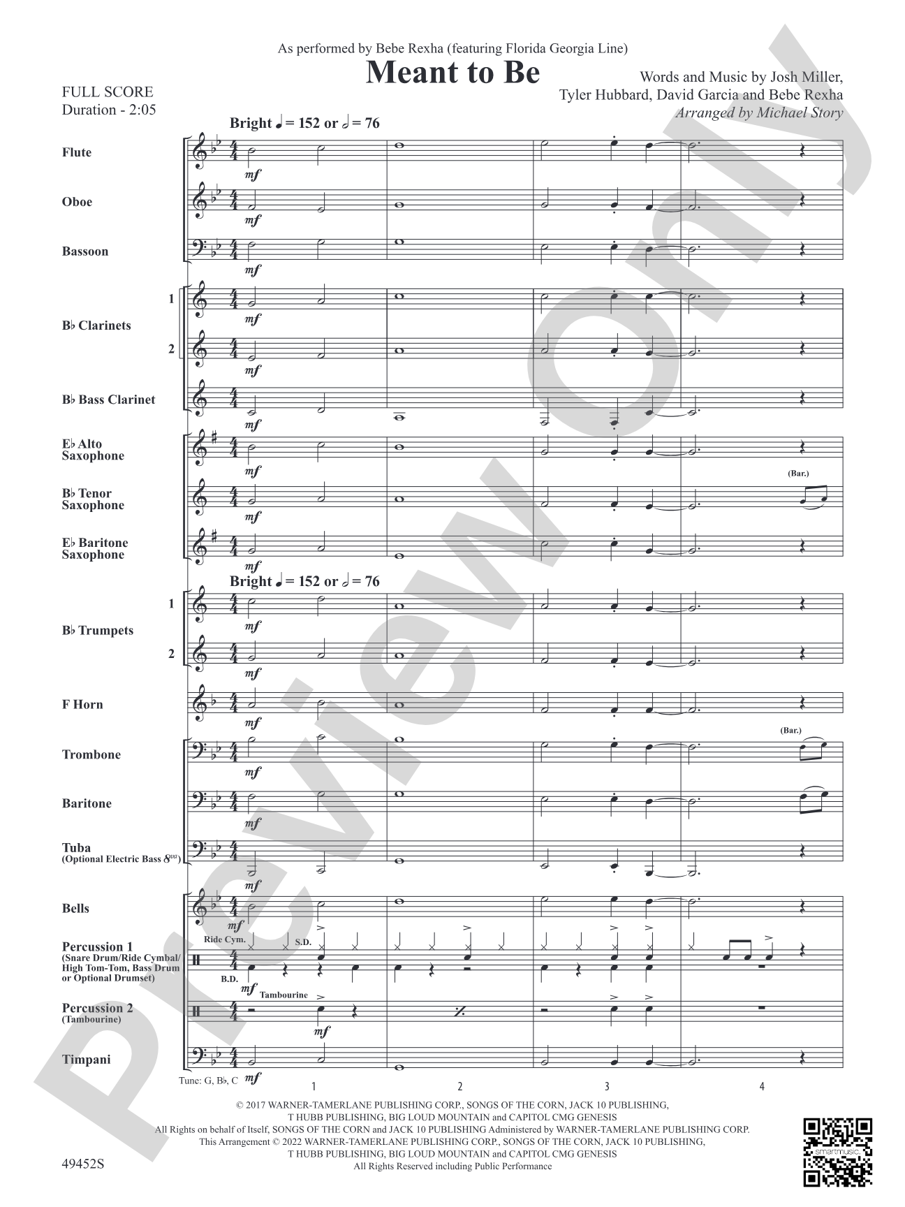 Meant To Be: Concert Band Conductor Score & Parts