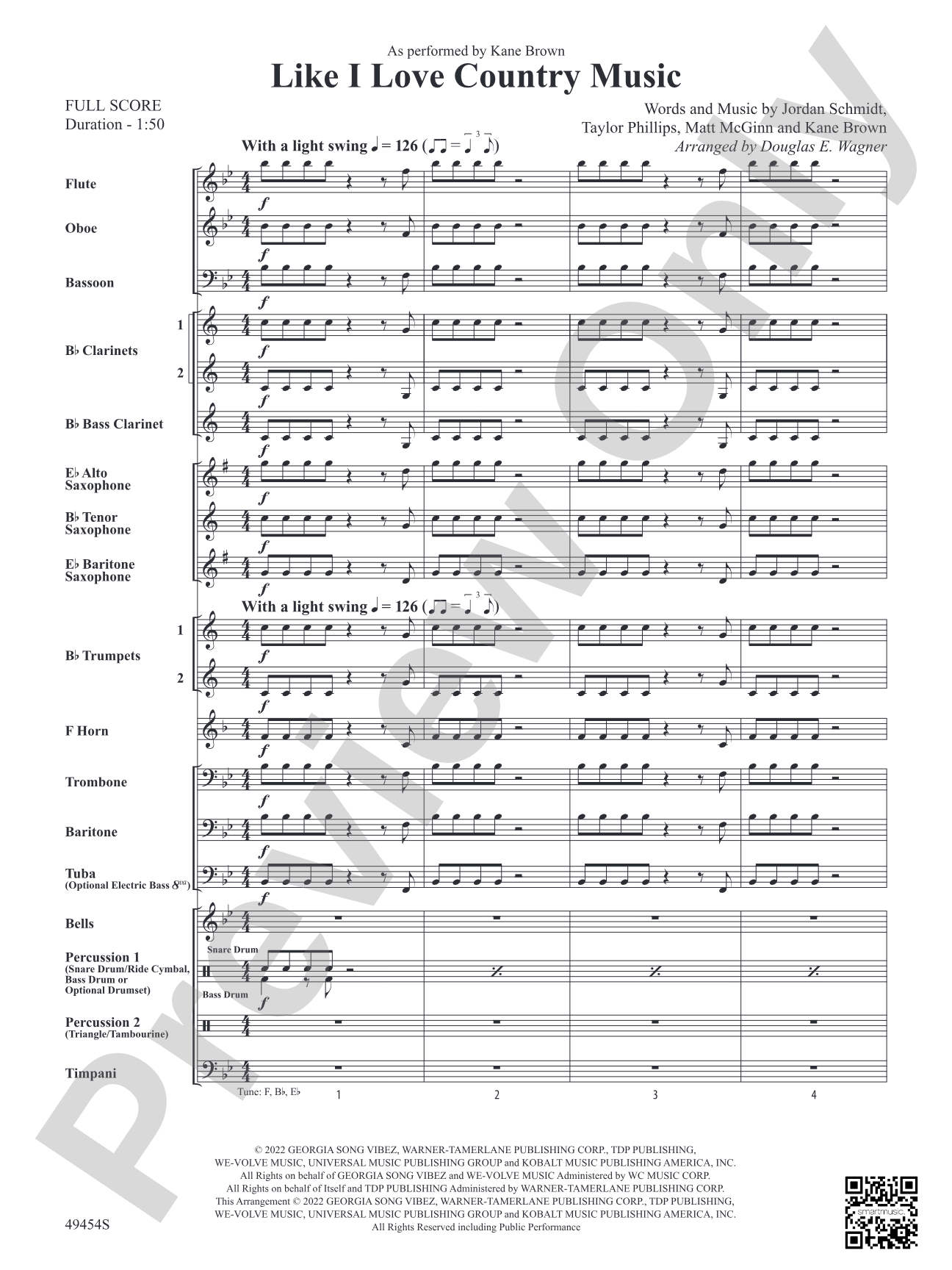 Like I Love Country Music: Concert Band Conductor Score & Parts