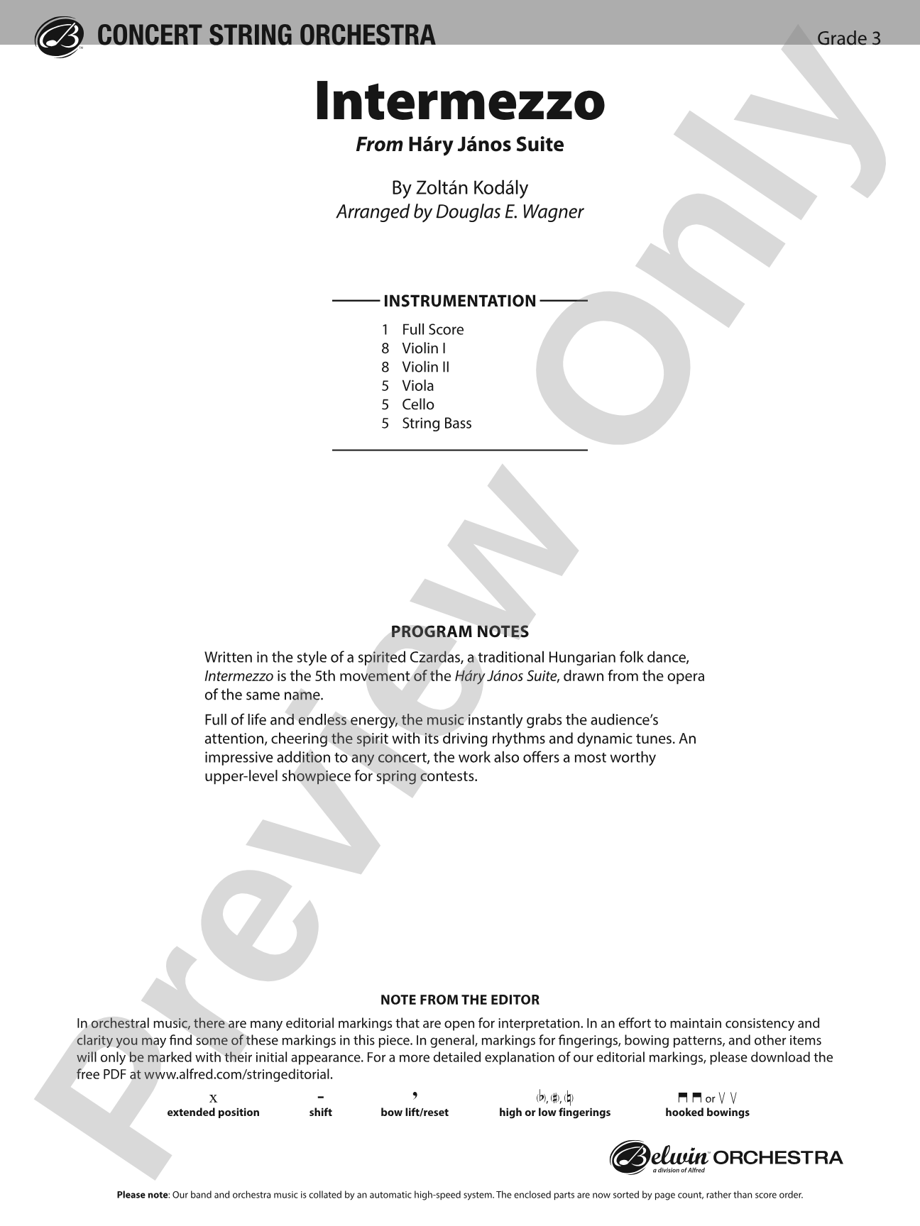Intermezzo: String Orchestra Conductor Score & Parts