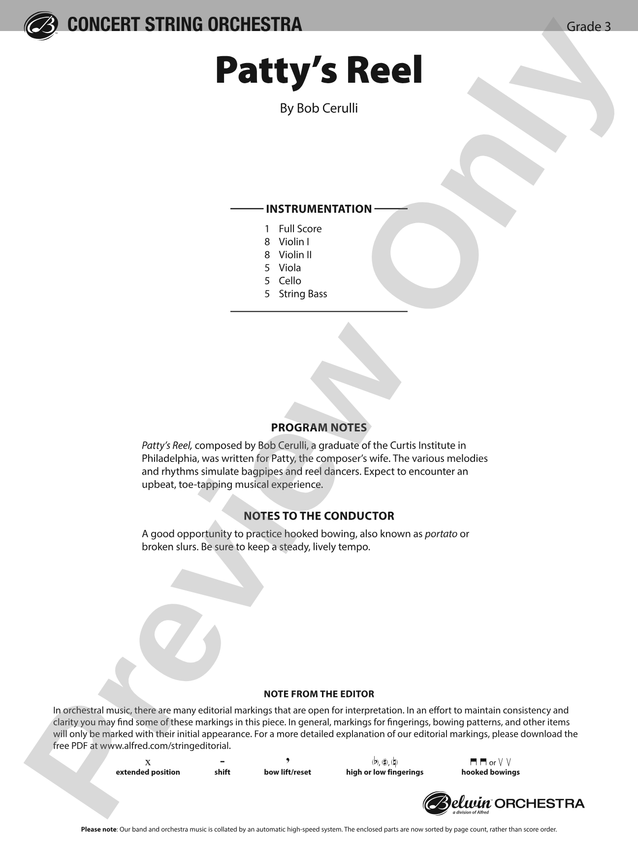 Patty's Reel: String Orchestra Conductor Score & Parts