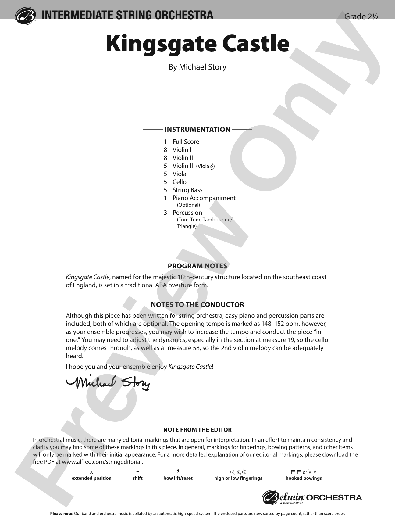 Kingsgate Castle: String Orchestra Conductor Score & Parts