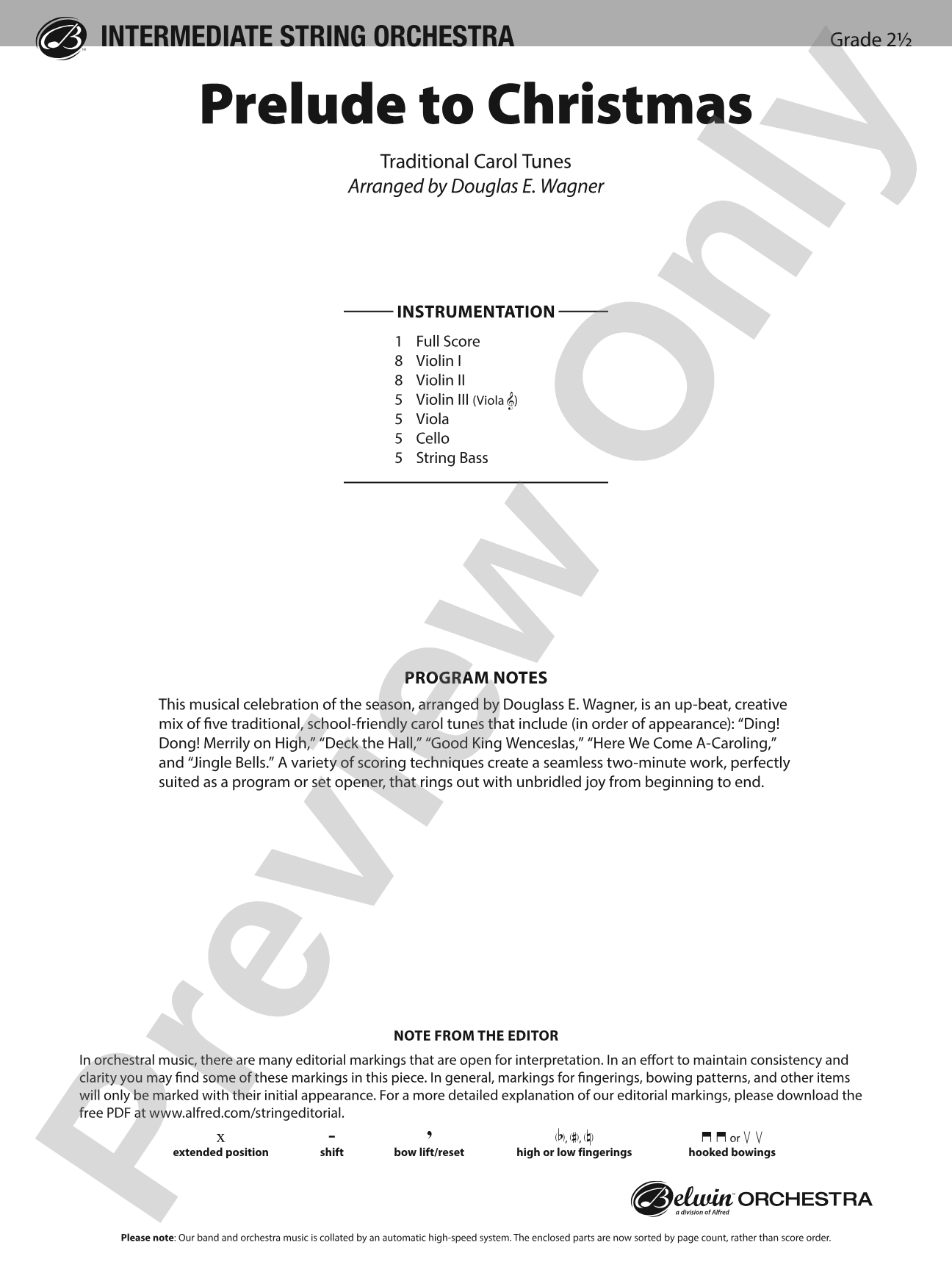 Prelude to Christmas: String Orchestra Conductor Score & Parts
