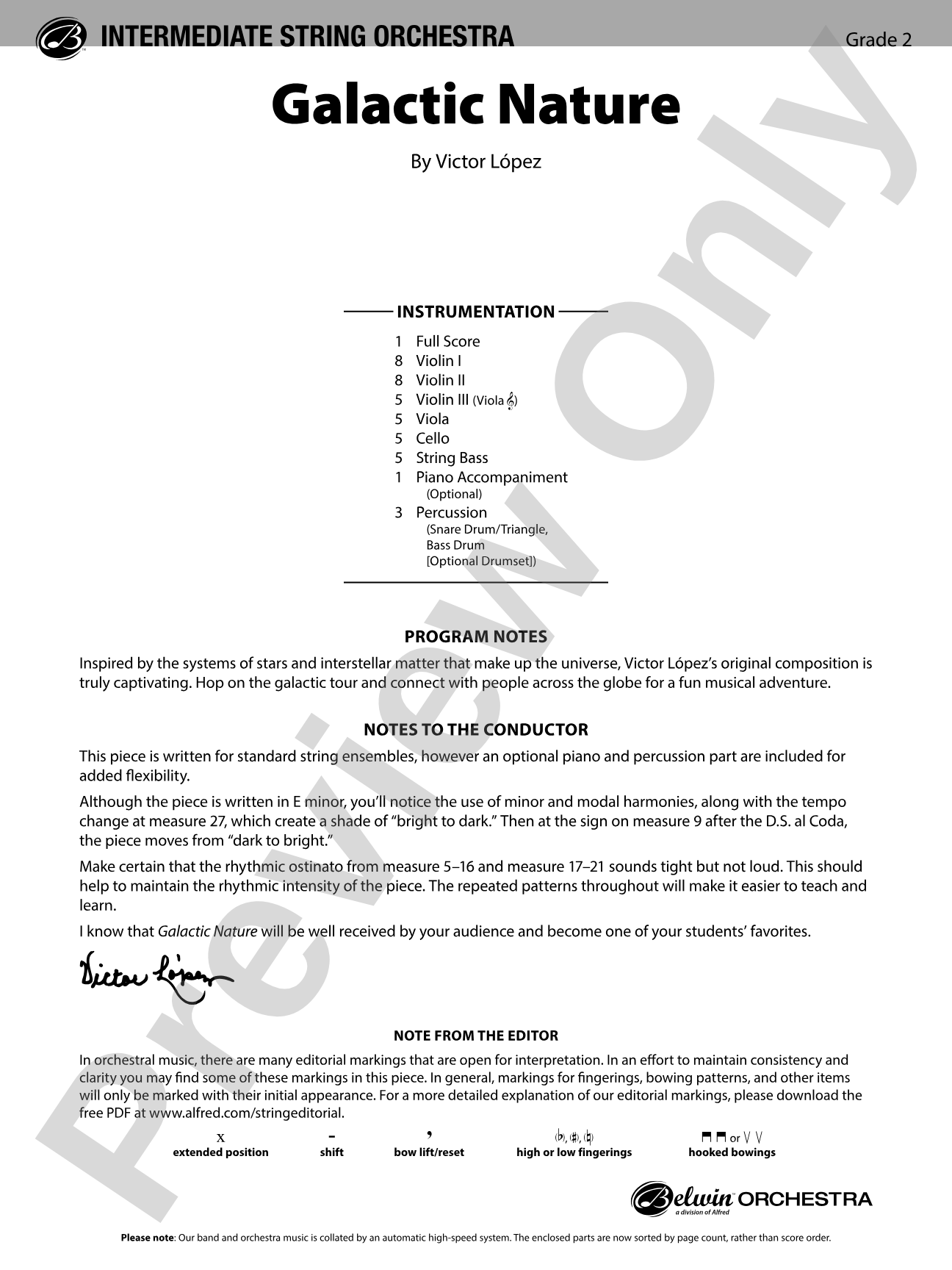 Galactic Nature: String Orchestra Conductor Score & Parts