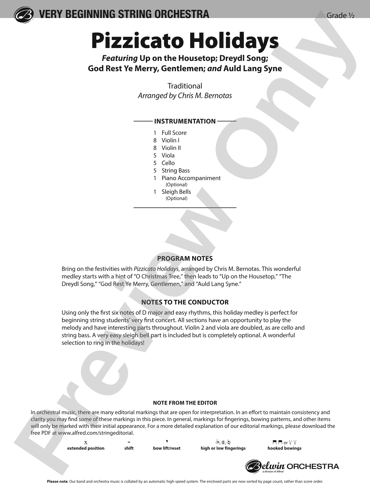 Pizzicato Holidays: String Orchestra Conductor Score & Parts