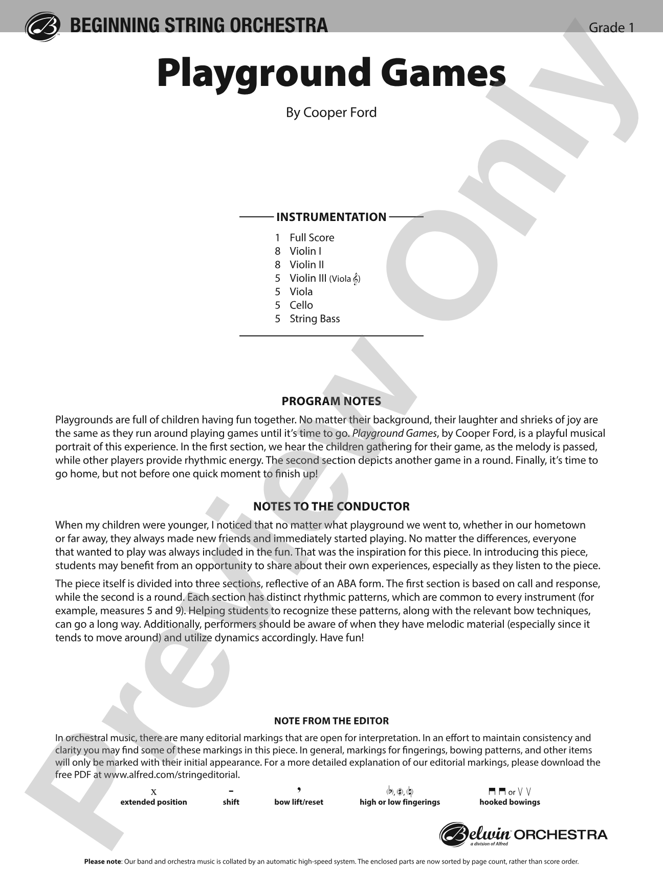 Playground Games: String Orchestra Conductor Score & Parts