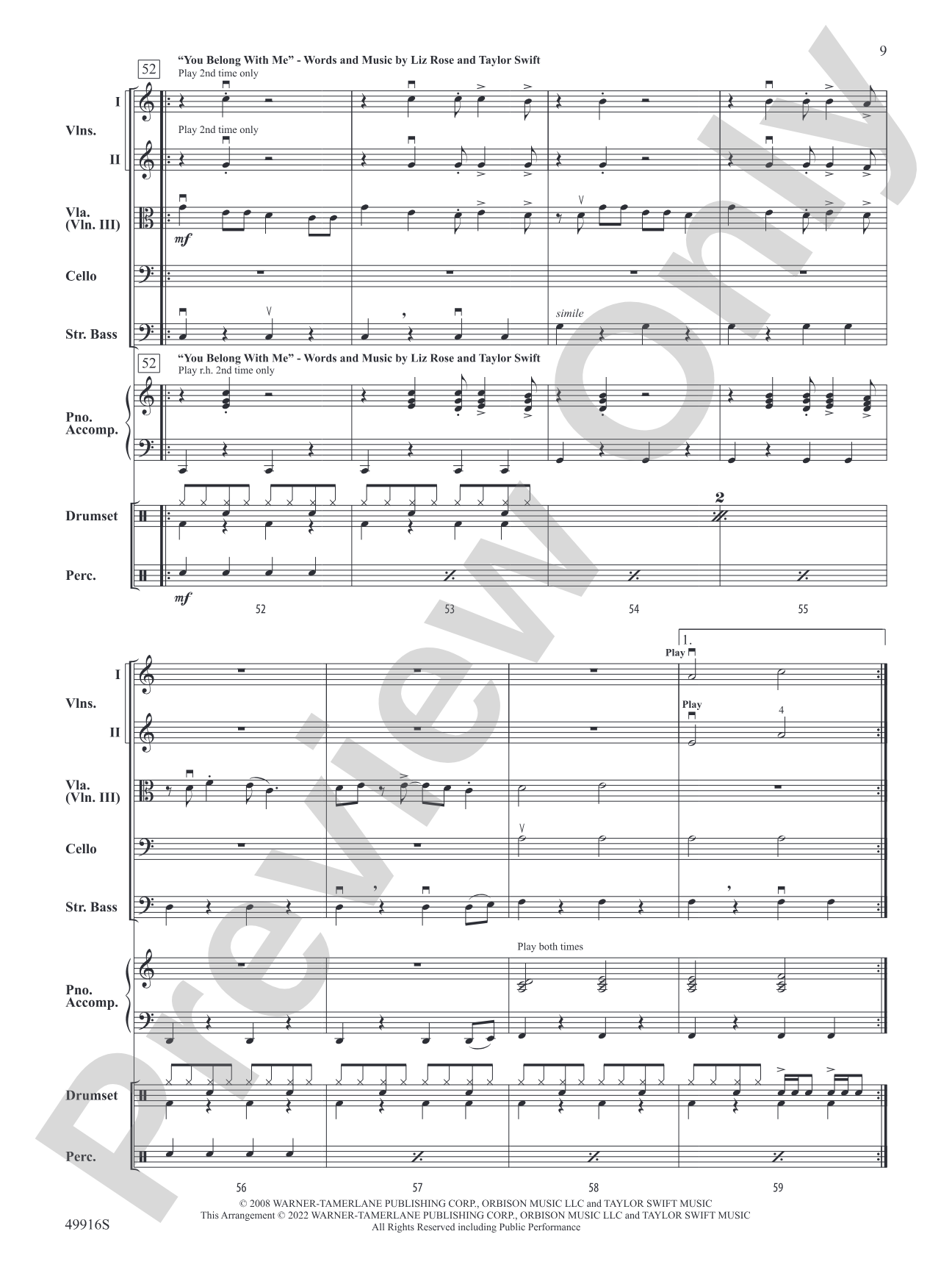 A Taylor Swift Duo: String Orchestra Conductor Score & Parts