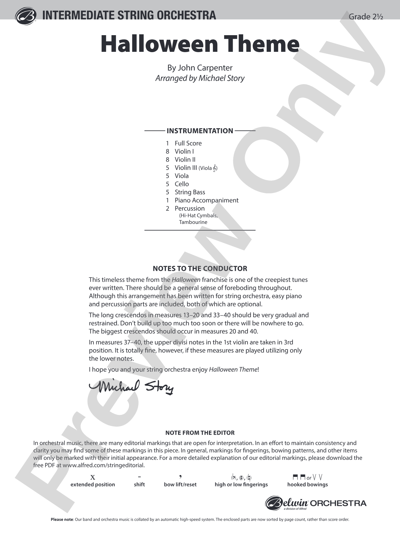 Halloween Theme: String Orchestra Conductor Score & Parts