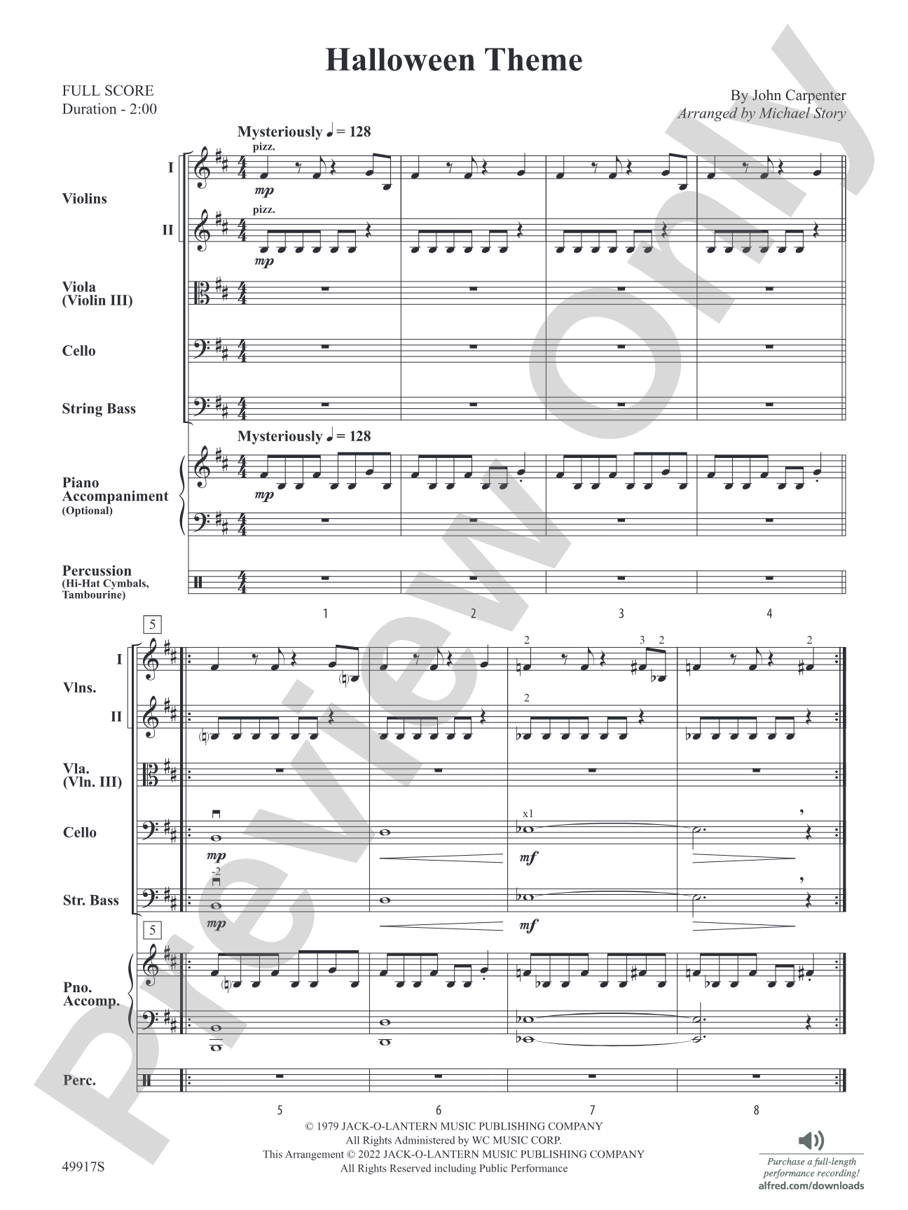 Halloween Theme: String Orchestra Conductor Score & Parts
