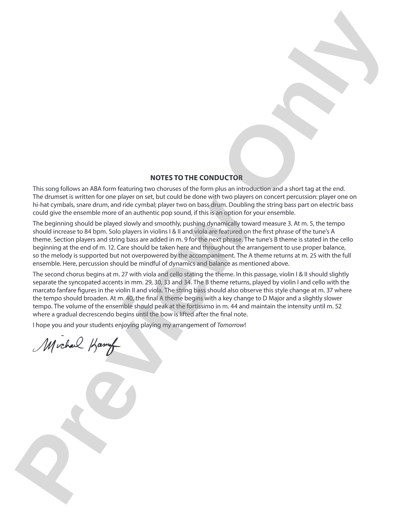 Tomorrow: String Orchestra Conductor Score & Parts