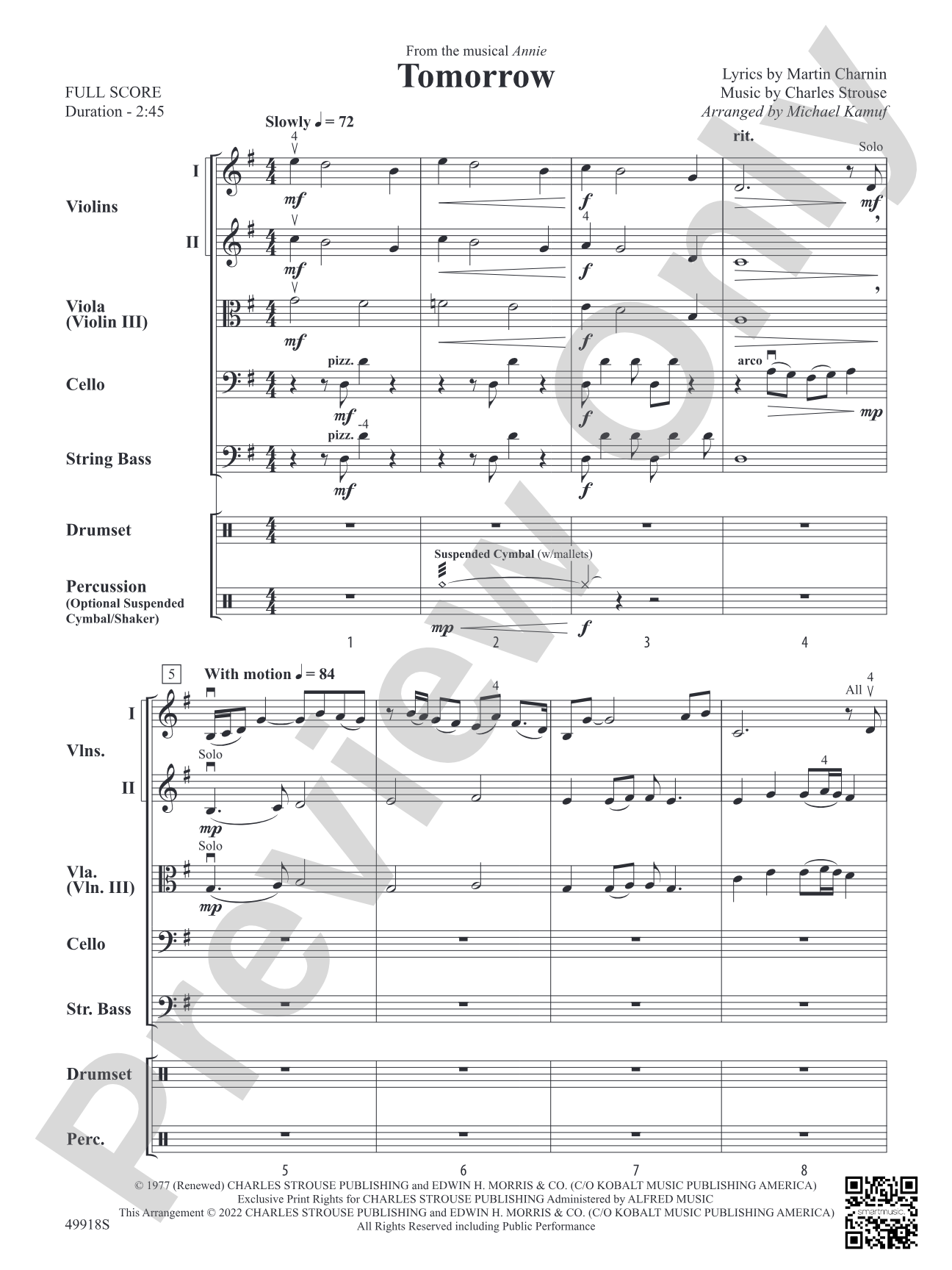 Tomorrow: String Orchestra Conductor Score & Parts