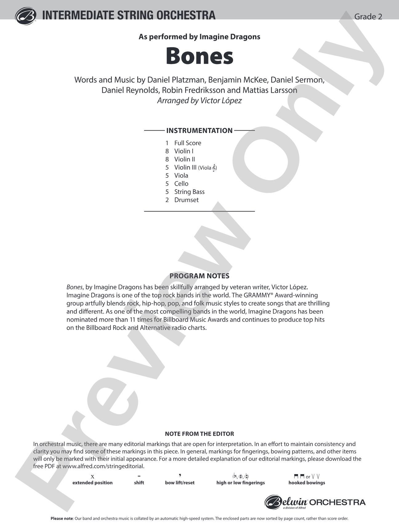 Bones: String Orchestra Conductor Score & Parts