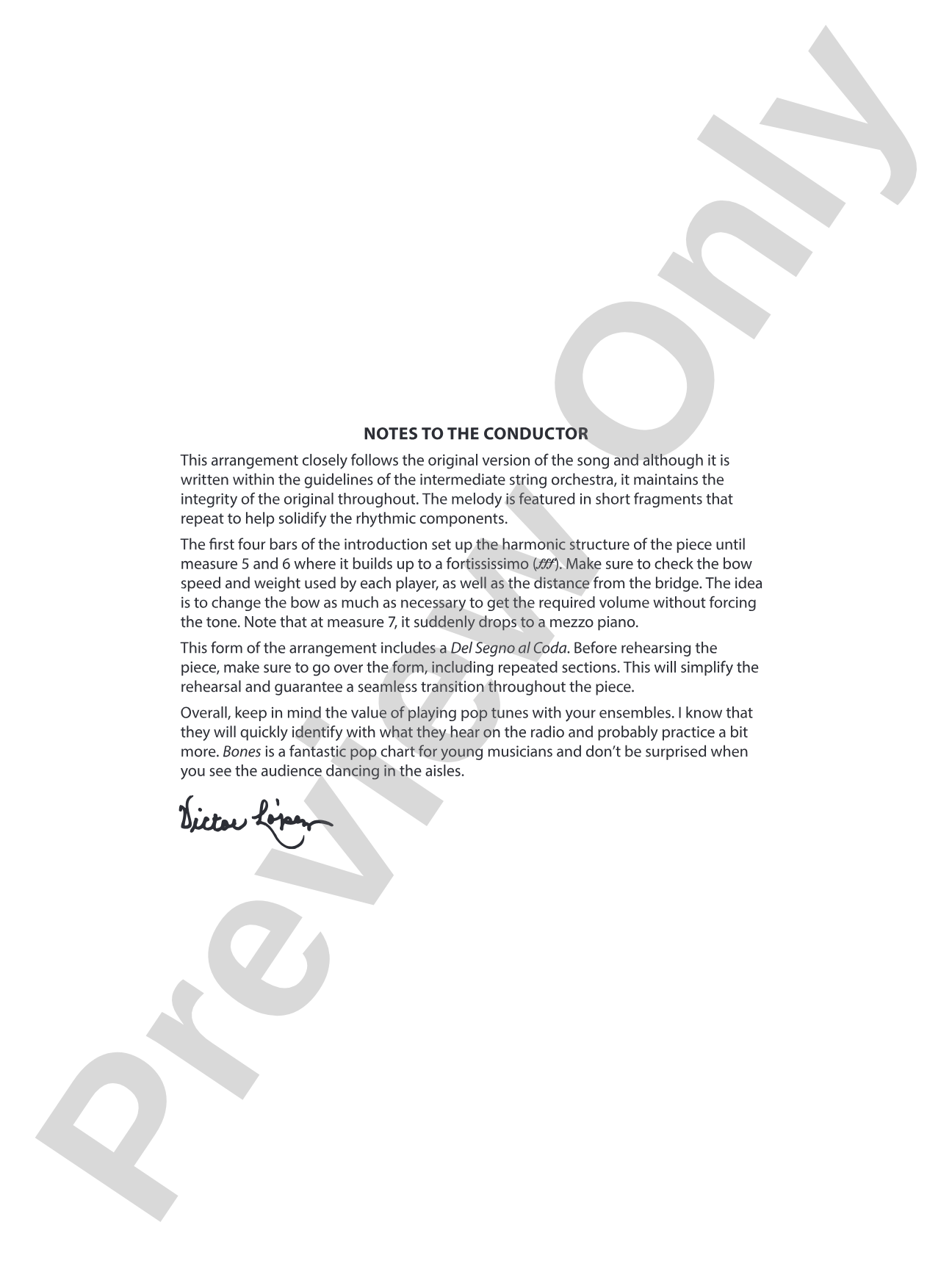 Bones: String Orchestra Conductor Score & Parts