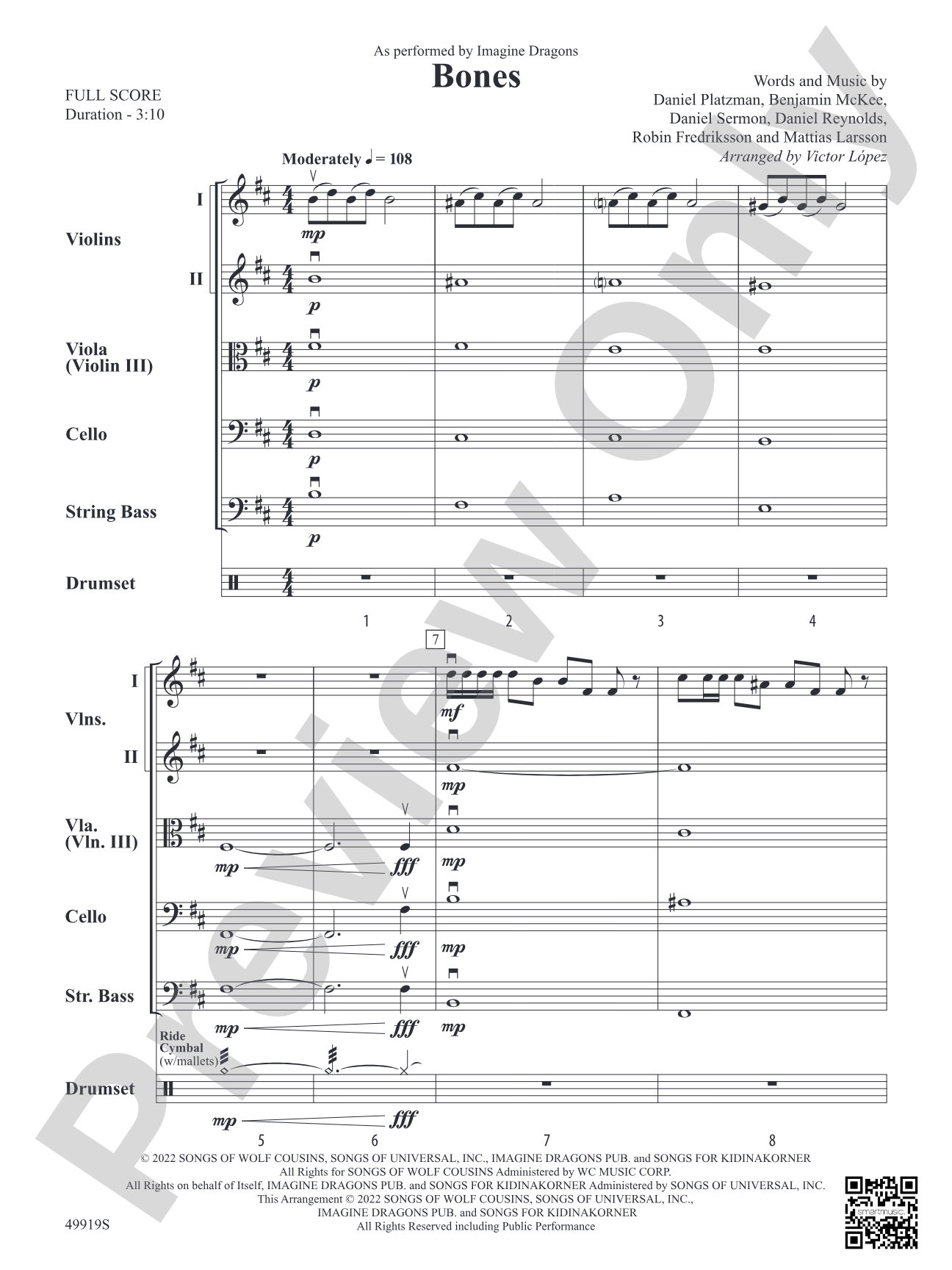 Bones: String Orchestra Conductor Score & Parts