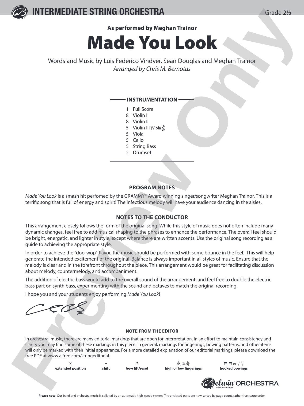 Made You Look: String Orchestra Conductor Score & Parts
