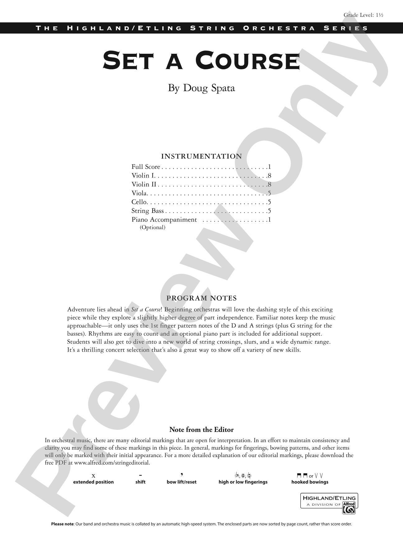 Set a Course: String Orchestra Score & Parts