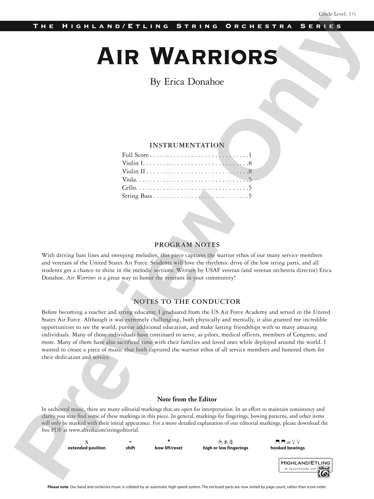 Air Warriors: String Orchestra Conductor Score & Parts