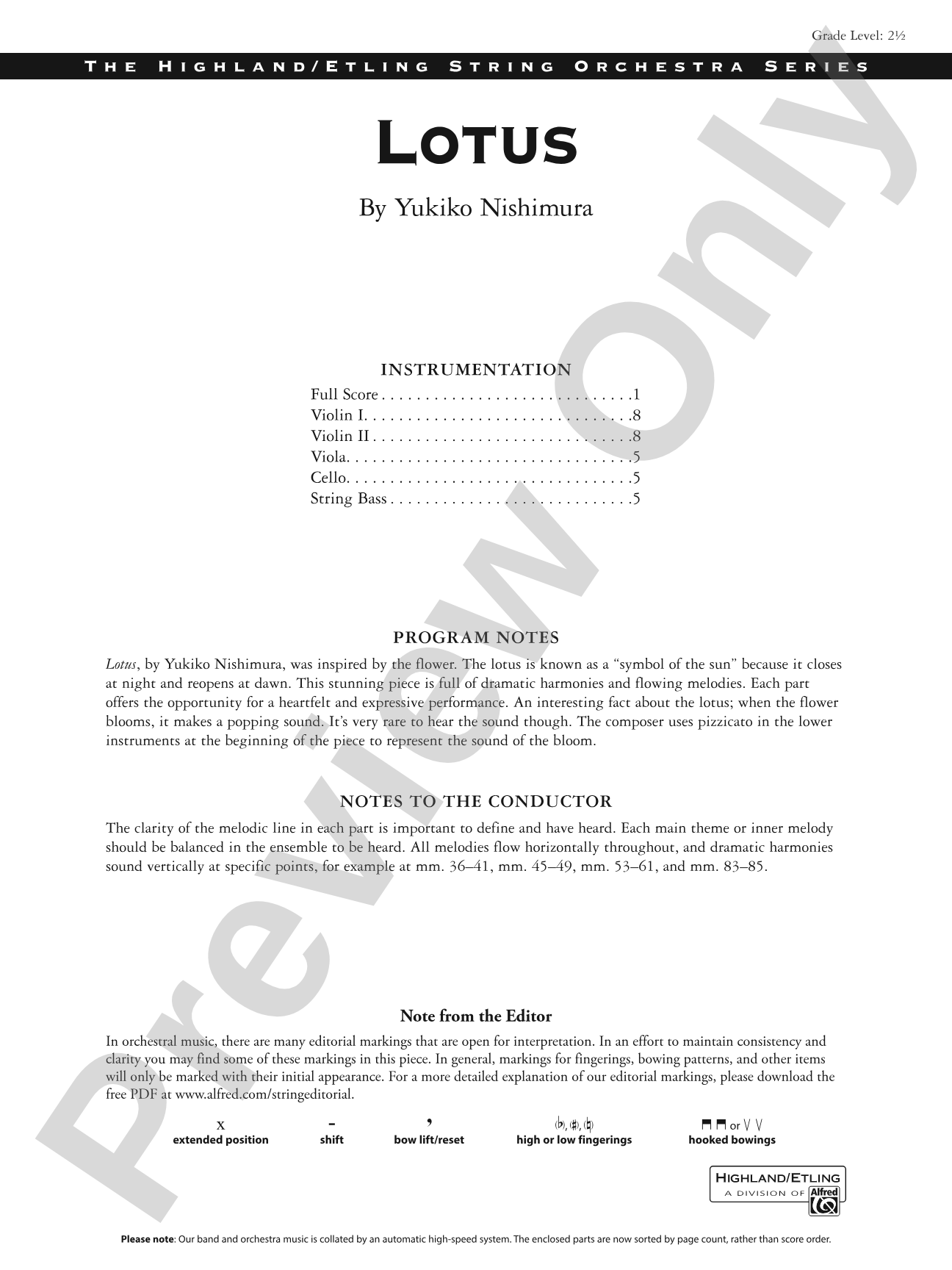 Lotus: String Orchestra Conductor Score & Parts