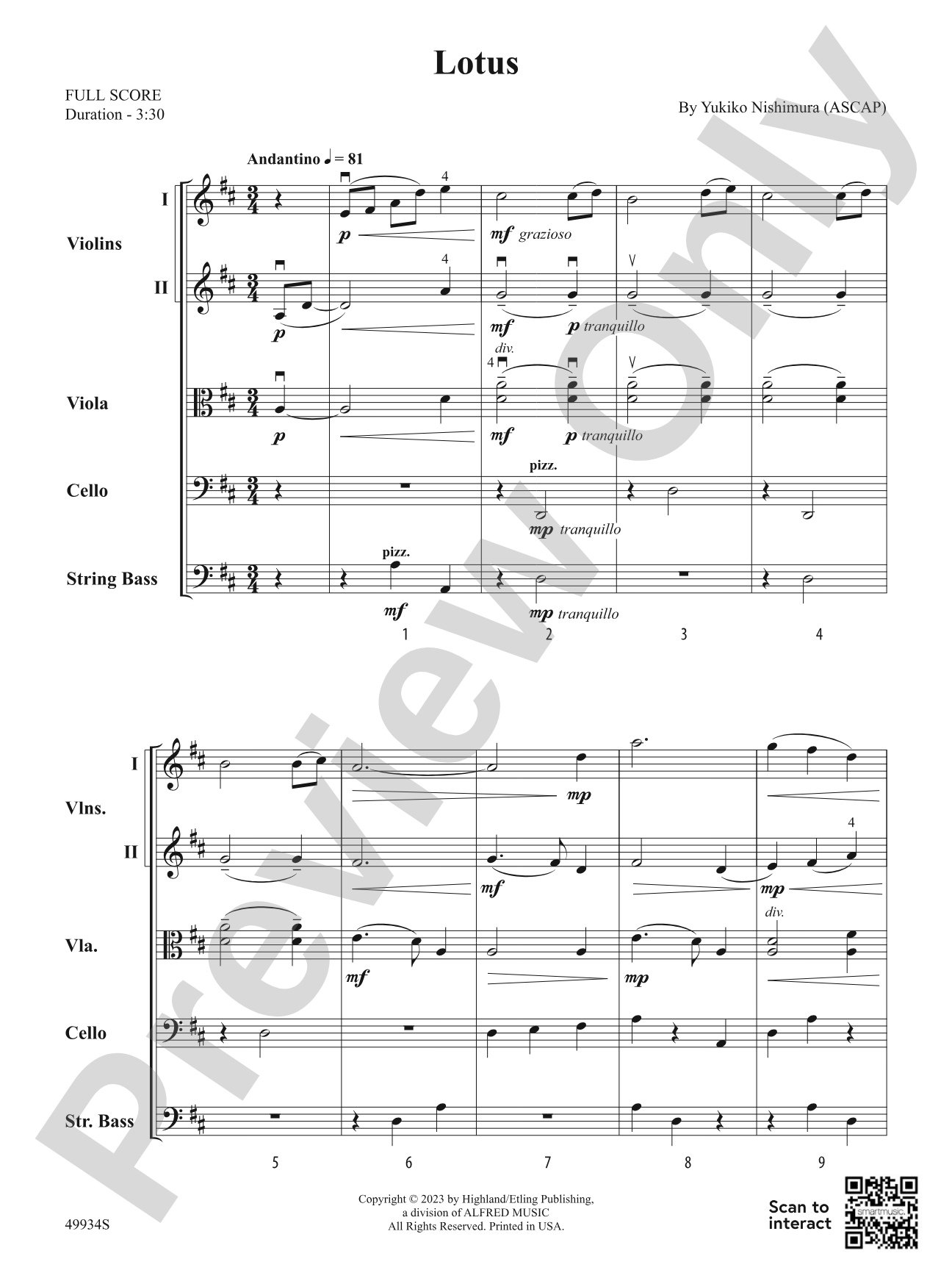 Lotus: String Orchestra Conductor Score & Parts