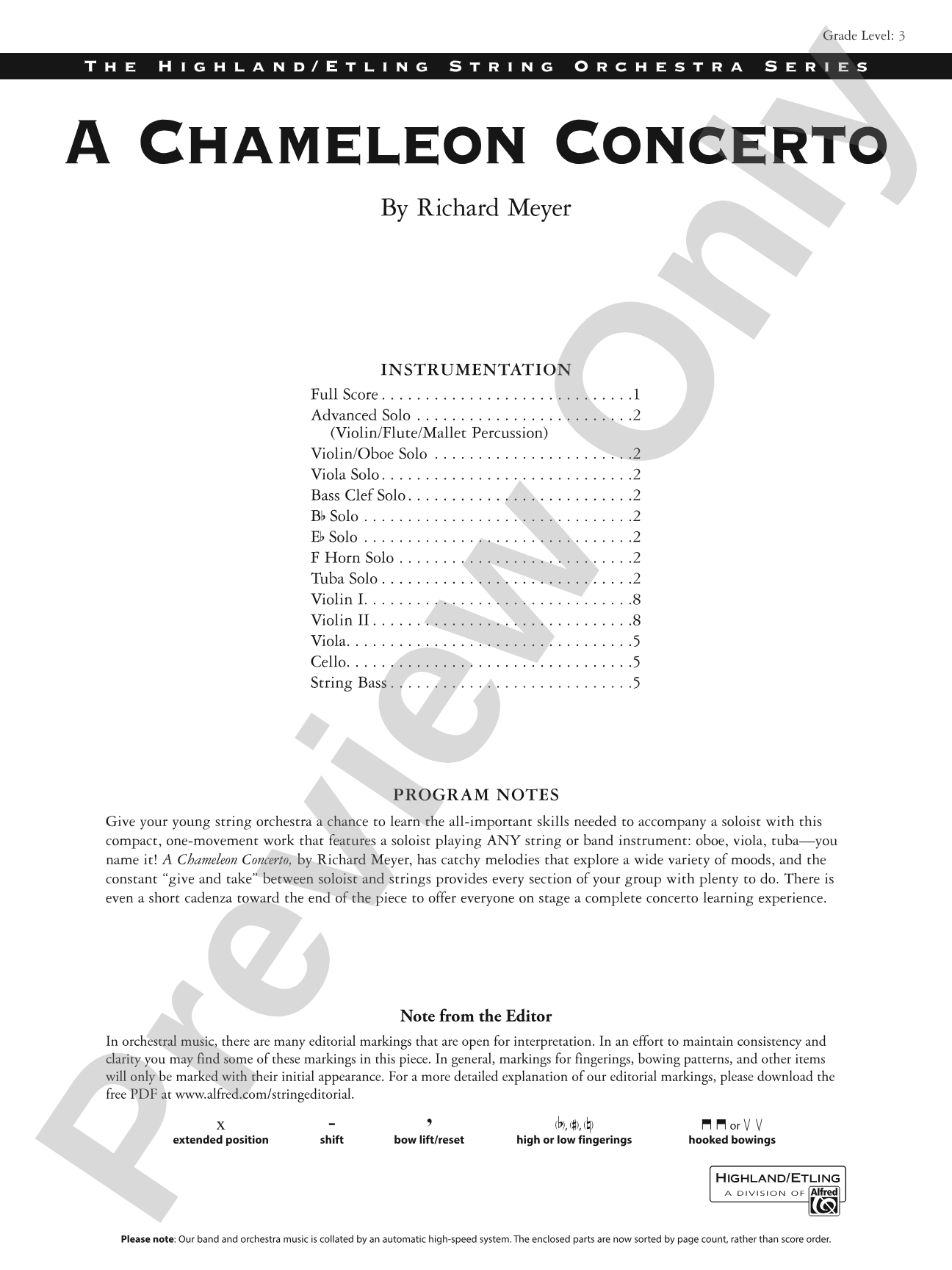 A Chameleon Concerto: String Orchestra Conductor Score & Parts