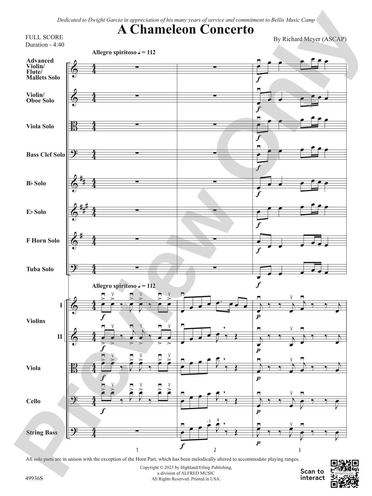 A Chameleon Concerto: String Orchestra Conductor Score & Parts