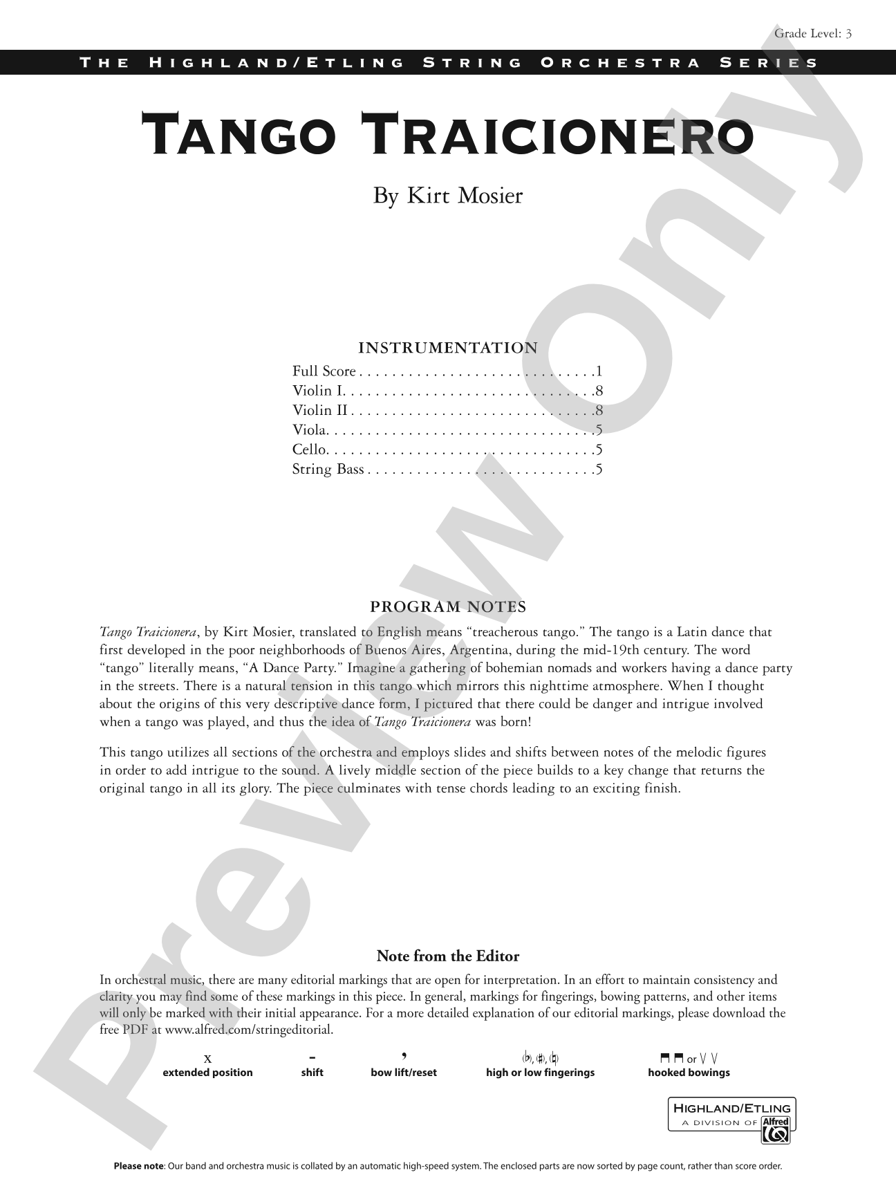 Tango Traicionero: String Orchestra Conductor Score & Parts