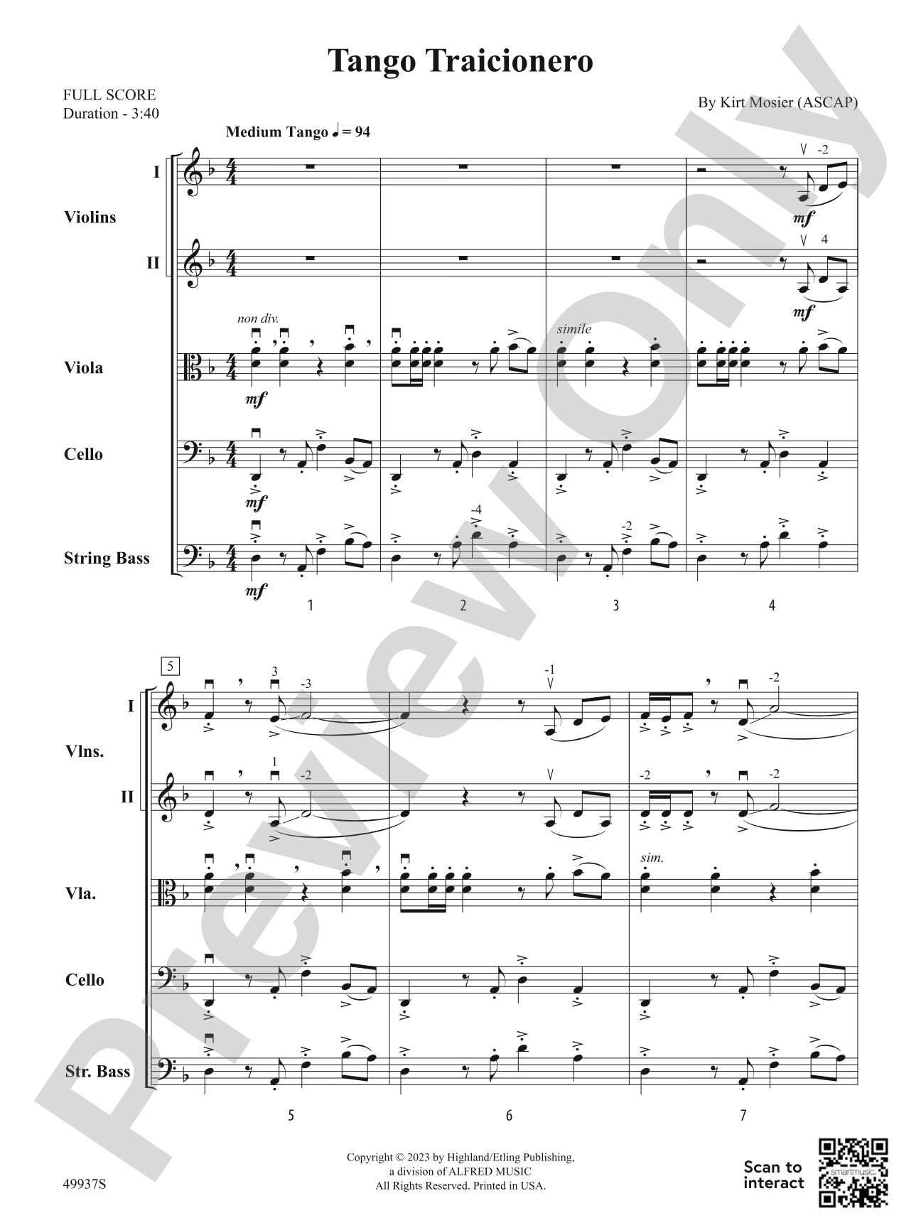 Tango Traicionero: String Orchestra Conductor Score & Parts