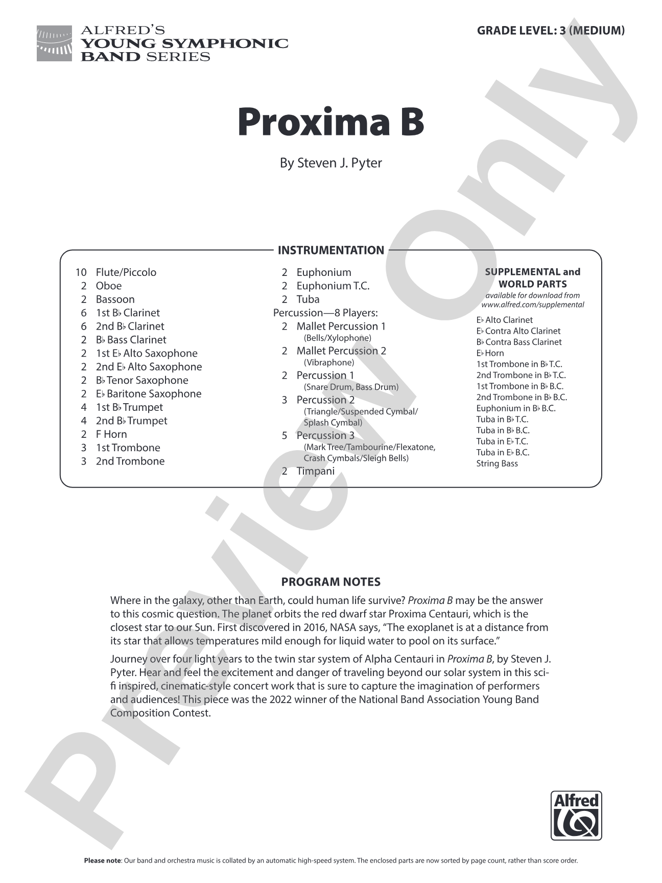 Proxima B: Concert Band Conductor Score & Parts