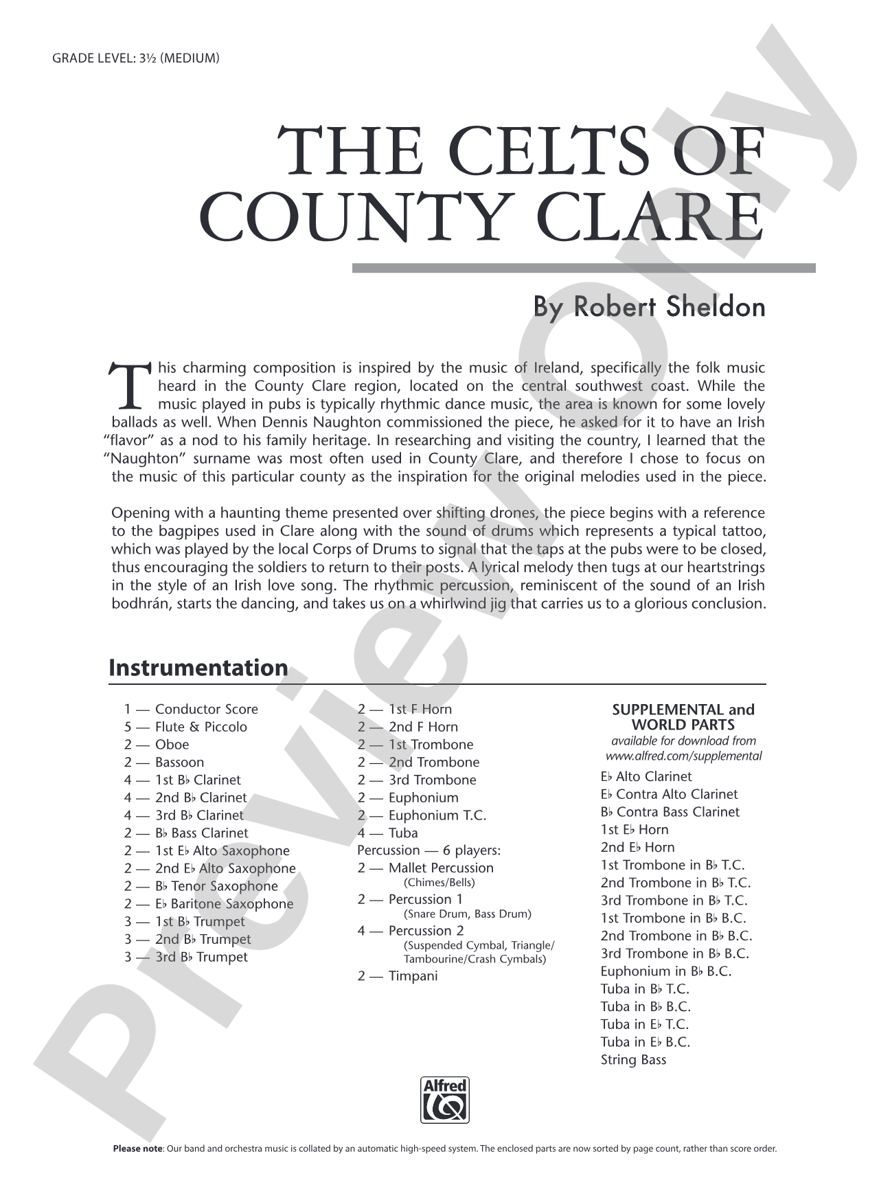 The Celts of County Clare: Concert Band Conductor Score & Parts