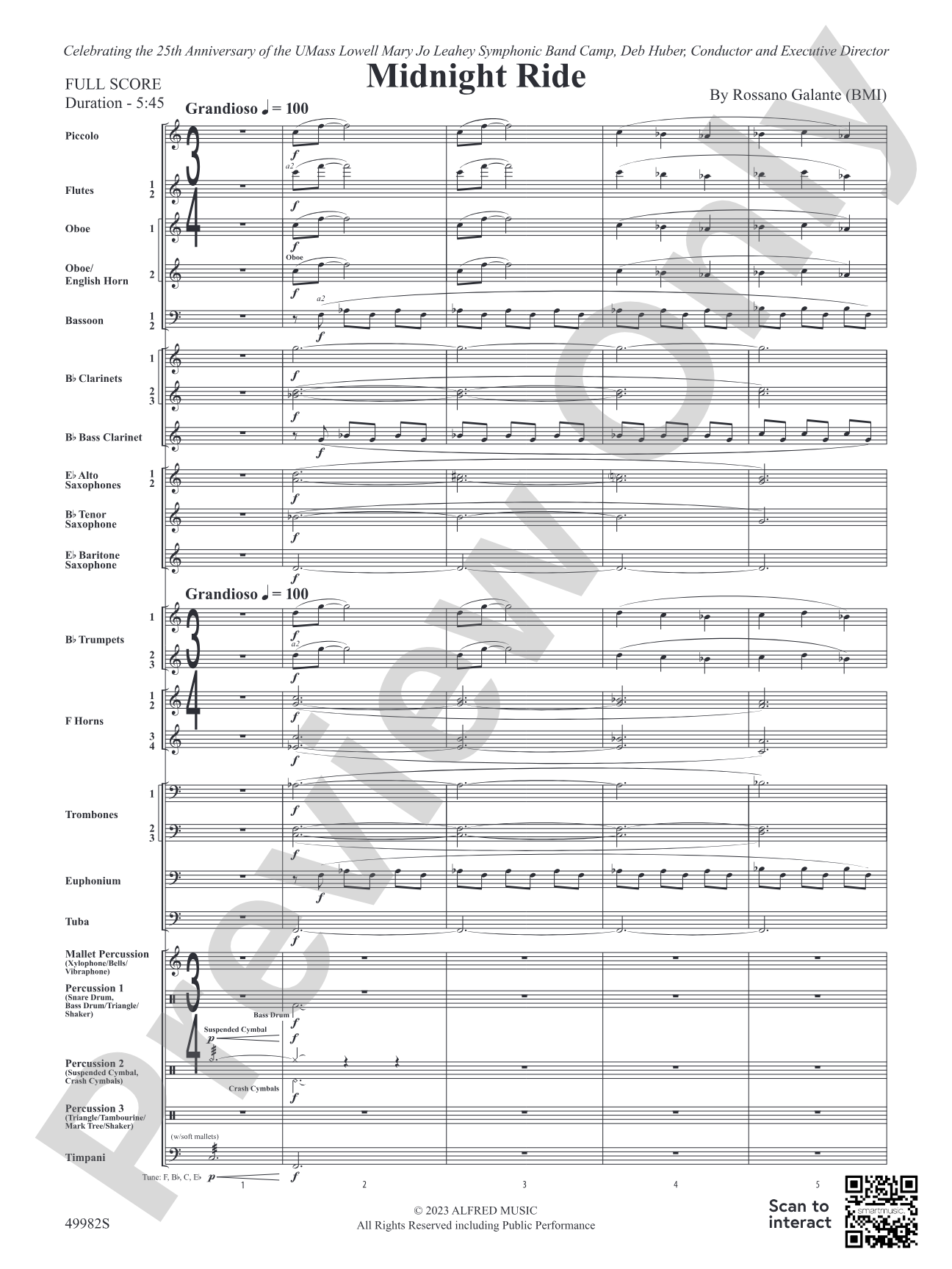 Midnight Ride: Concert Band Conductor Score & Parts