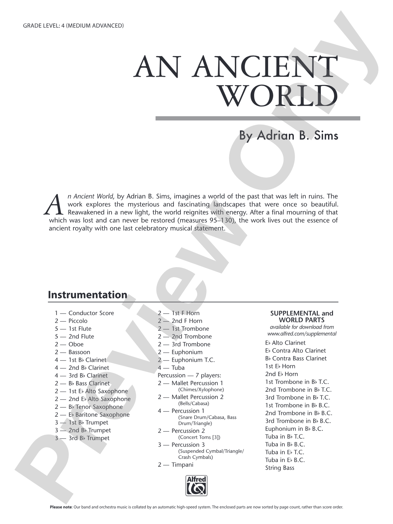 An Ancient World: Concert Band Conductor Score & Parts