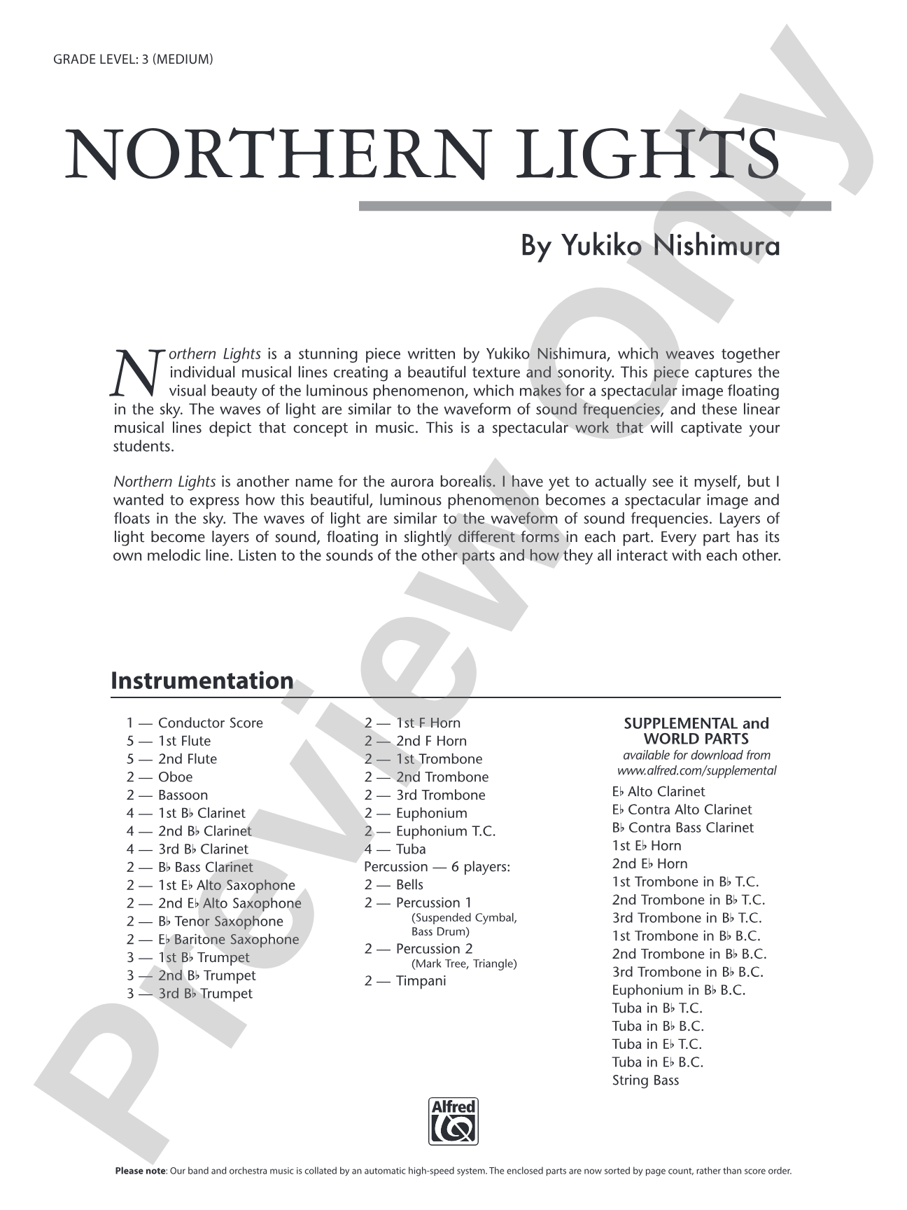 Northern Lights: Concert Band Conductor Score & Parts