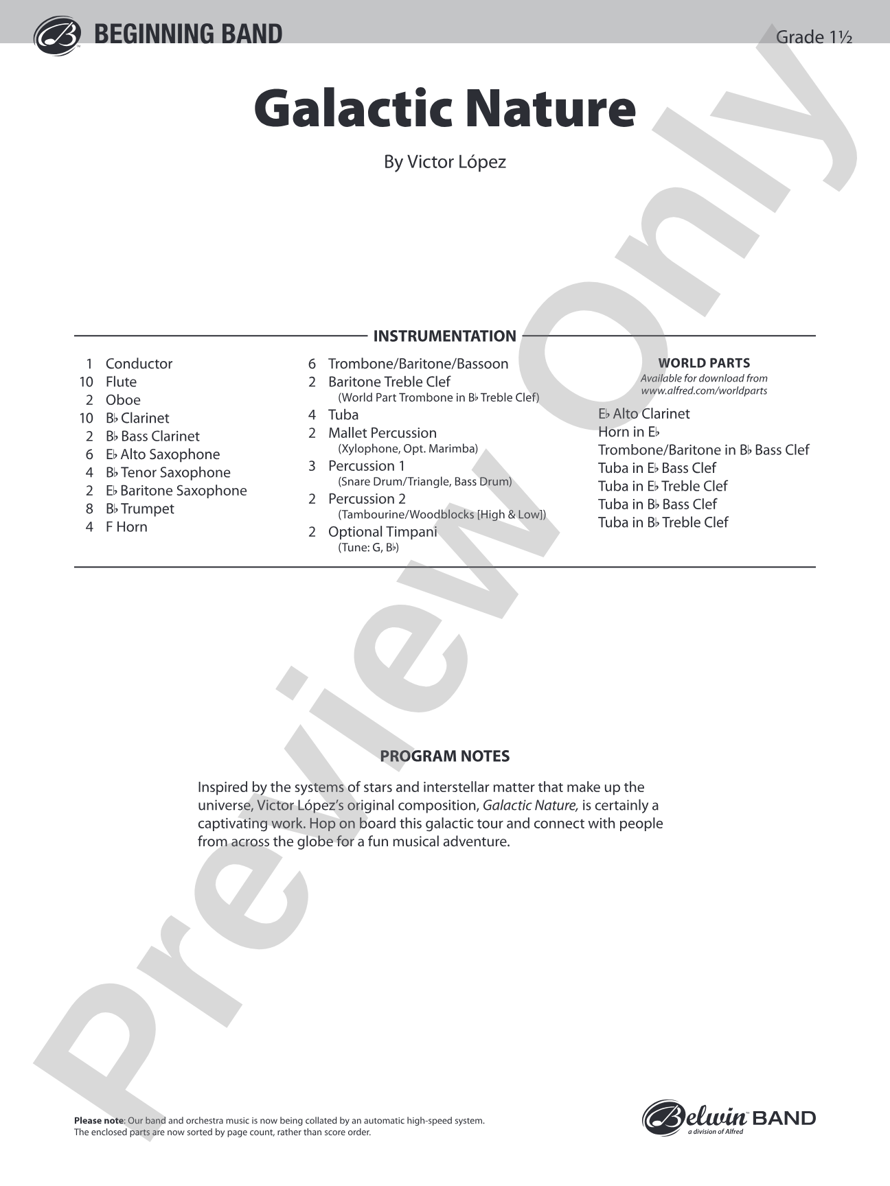 Galactic Nature: Concert Band Conductor Score & Parts