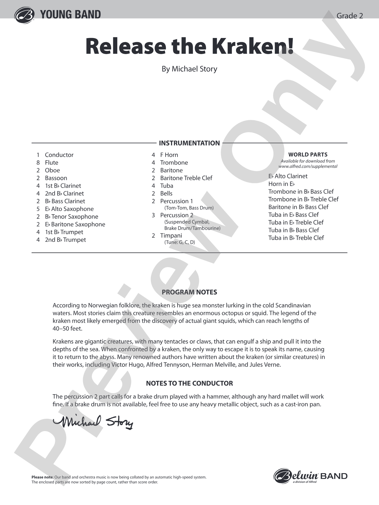 Release the Kraken!: Concert Band Conductor Score & Parts