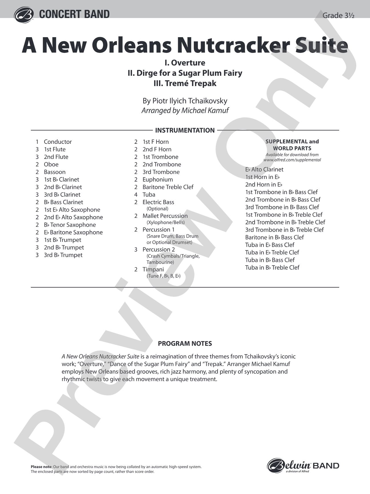 A New Orleans Nutcracker Suite: Concert Band Conductor Score & Parts