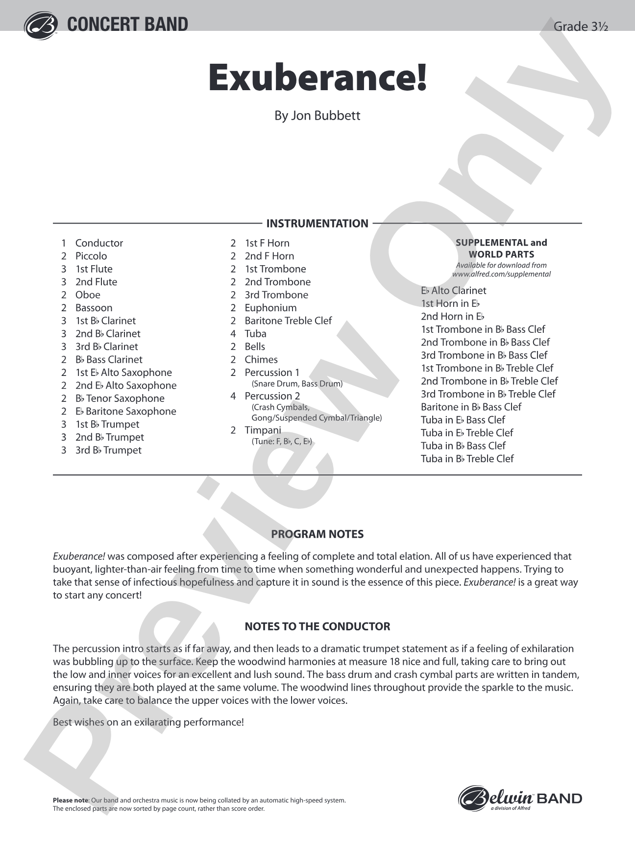 Exuberance!: Concert Band Conductor Score & Parts
