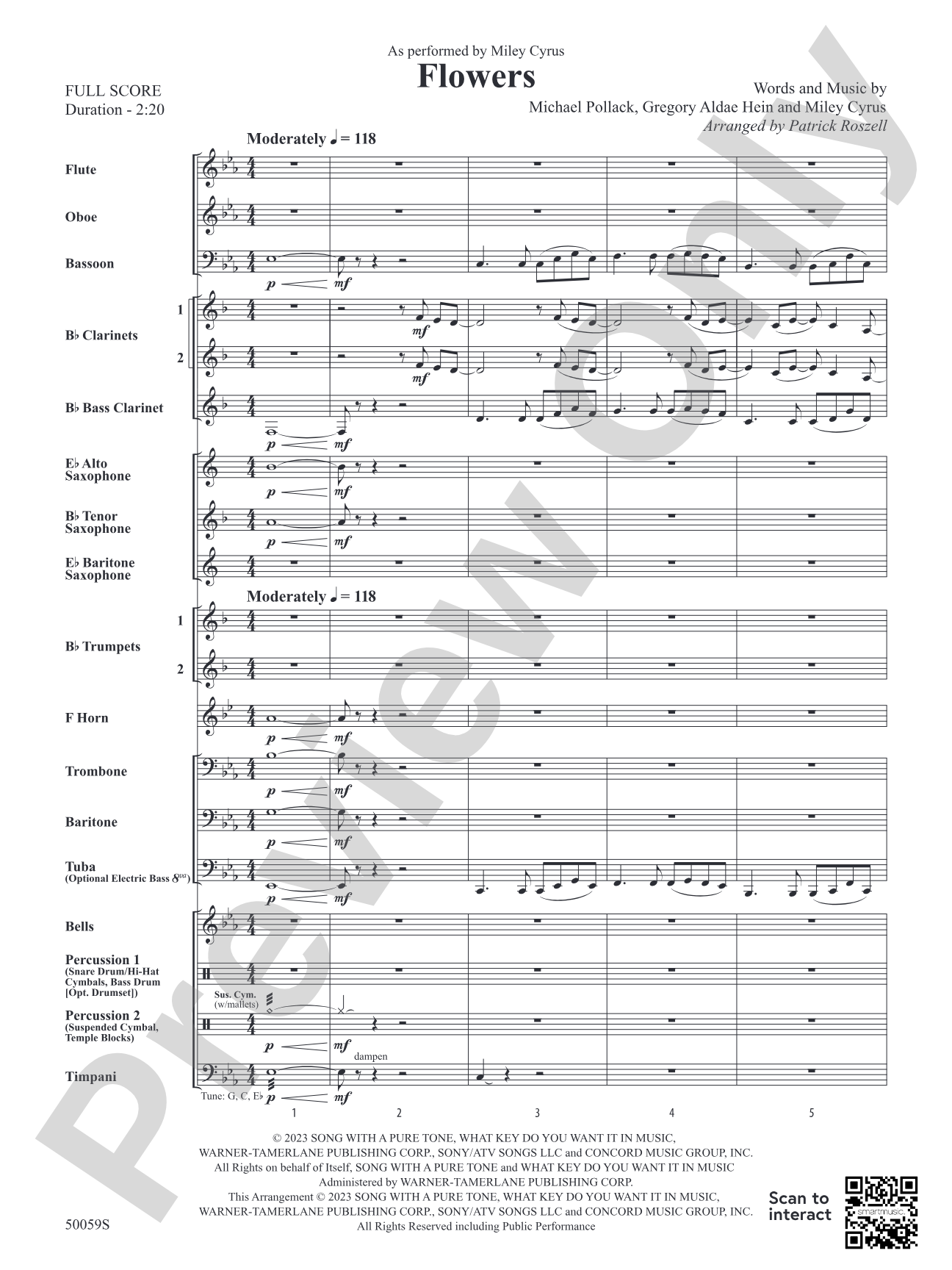 Flowers: Concert Band Conductor Score & Parts
