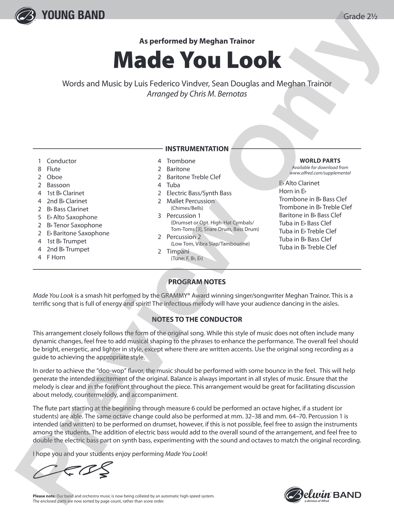Made You Look: Concert Band Conductor Score & Parts