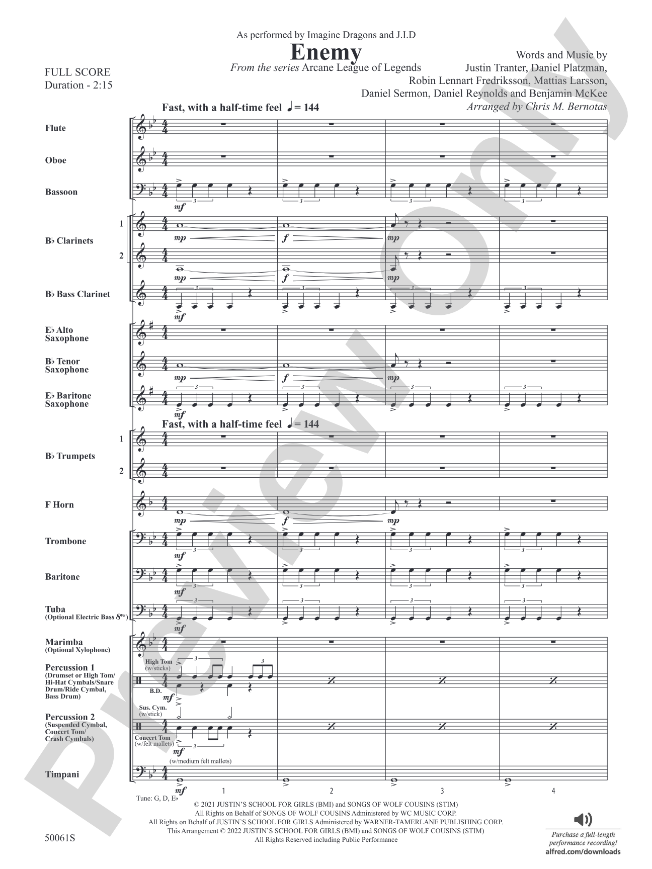 Enemy: Concert Band Conductor Score & Parts