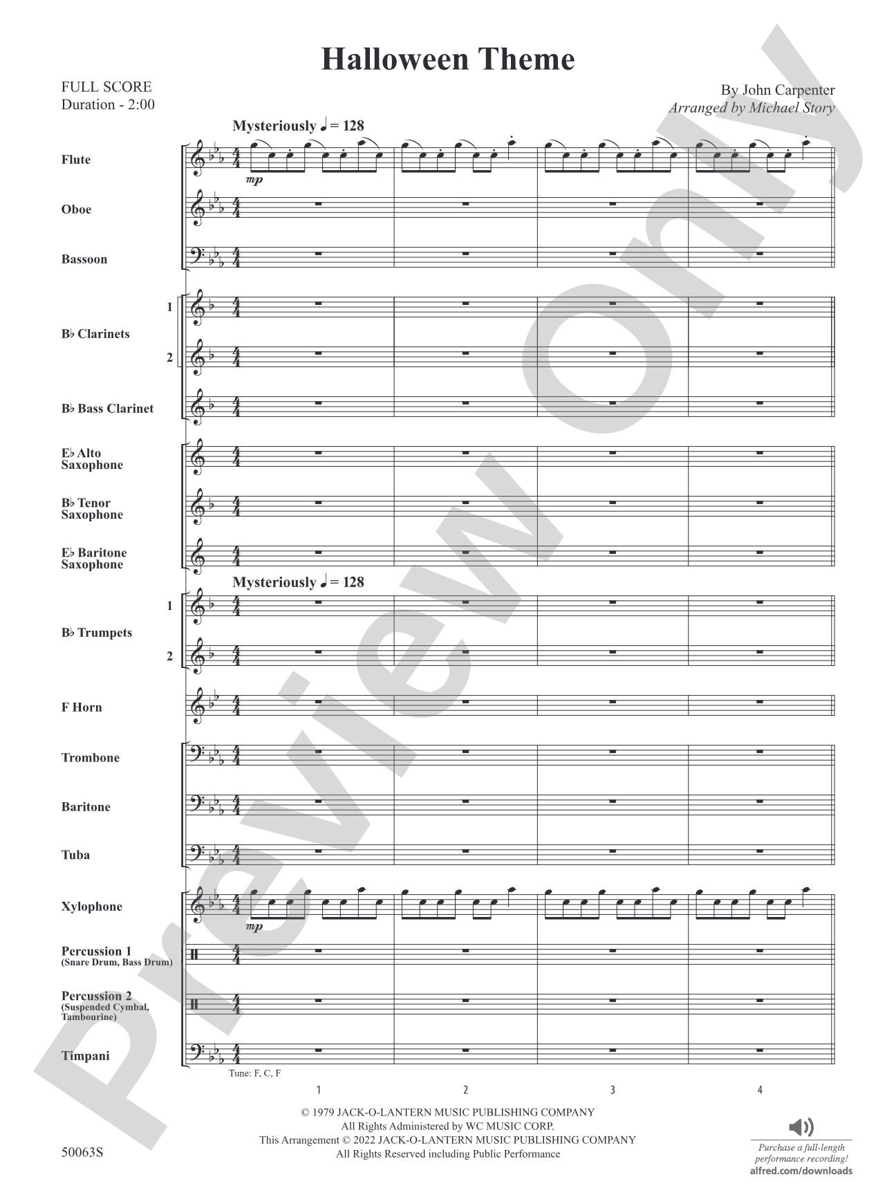 Halloween Theme: Concert Band Conductor Score & Parts