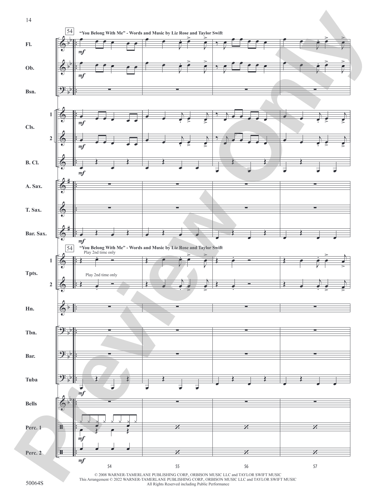 A Taylor Swift Duo: Concert Band Conductor Score & Parts