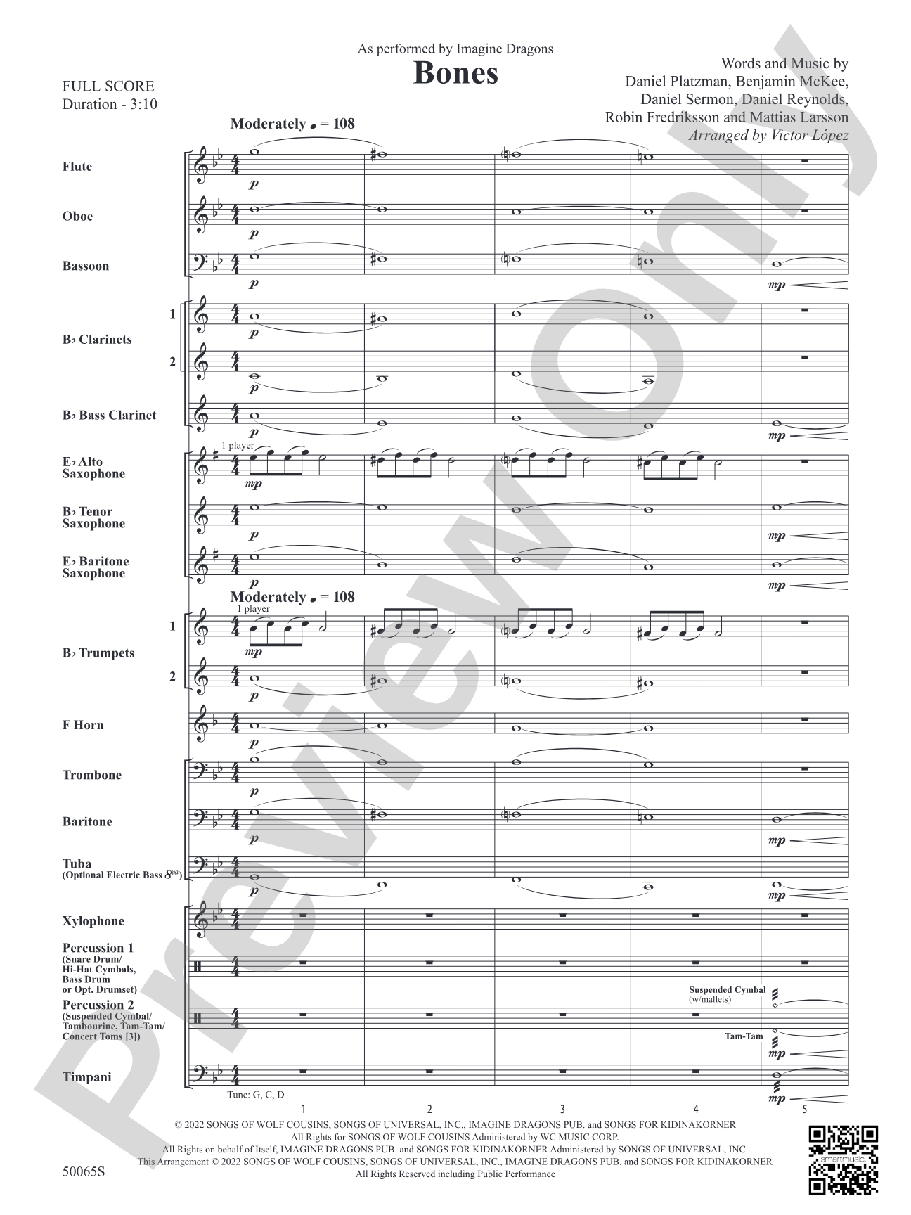 Bones: Concert Band Conductor Score & Parts